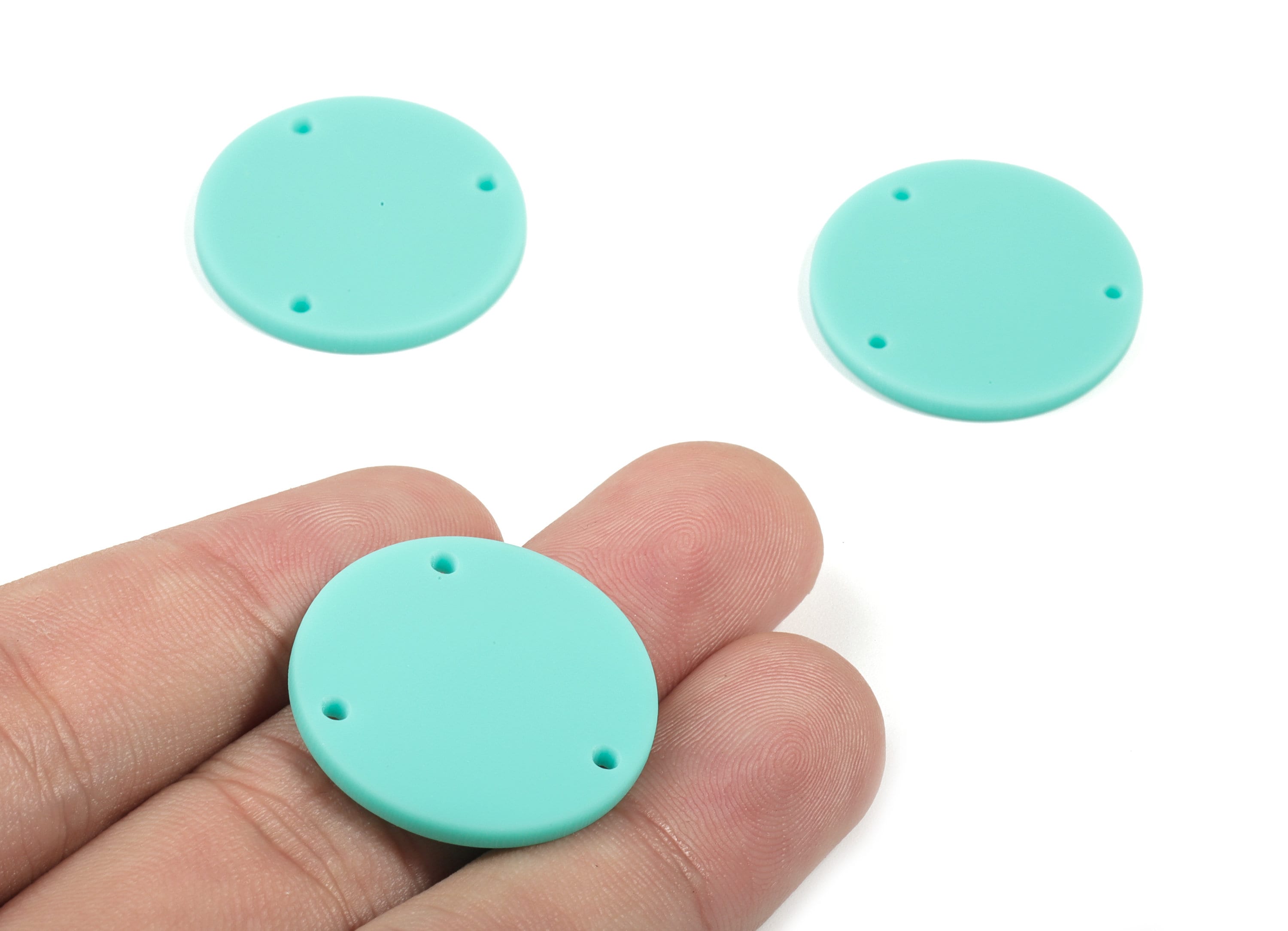 Acrylic Round Earring Connector - Matte Circle Earring Charms - Jewelry Supplies - 3 Holes - Color Code:A472 - 25.77x25.77x2.29mm - AC1887E - DOMEDBAZAAR