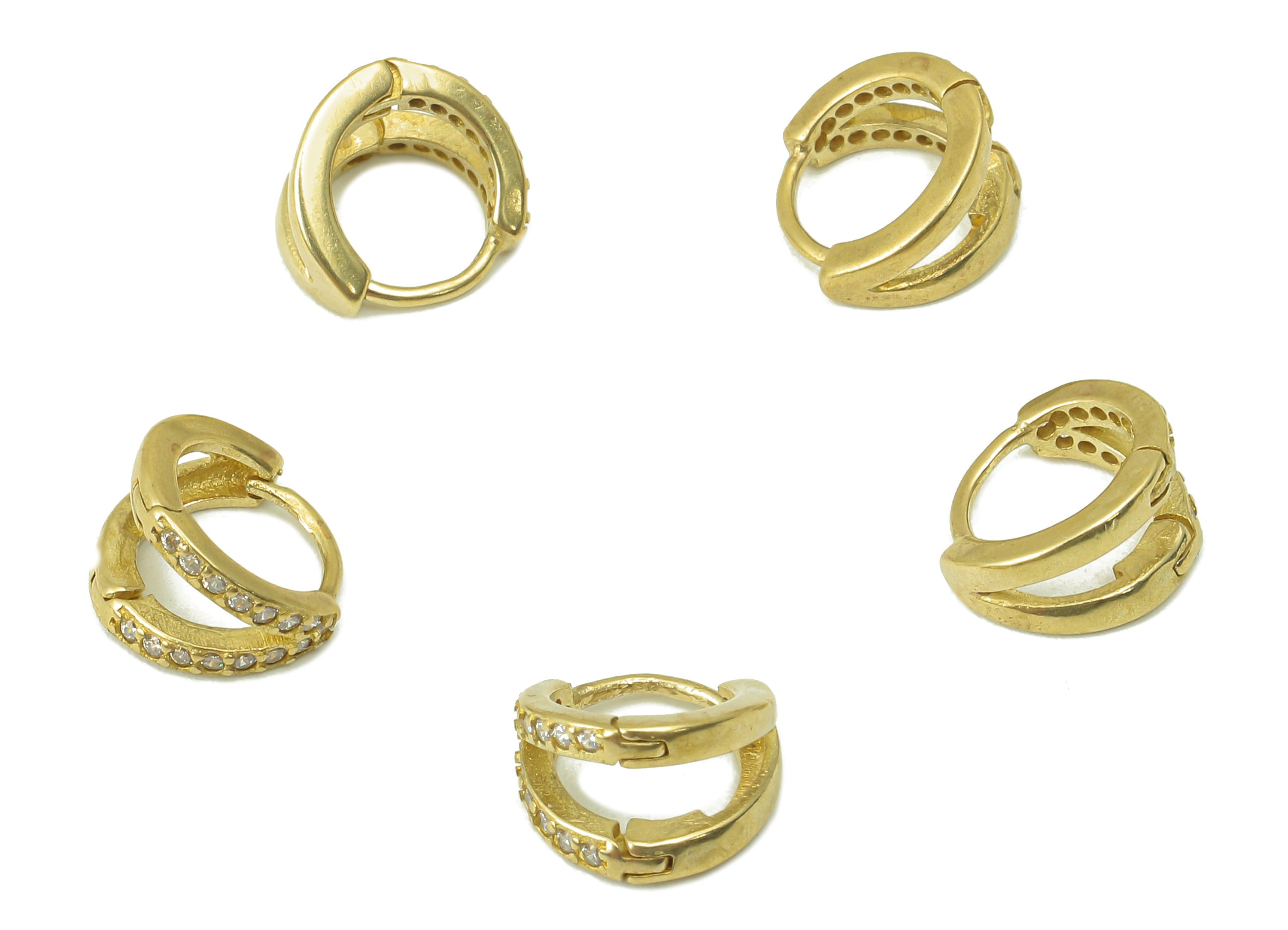 Raw Brass Mini Round Earring Hoop Clasp - Huggie Hoop Cubic zircon Earring -Clasp Earring Hoop CZ Earring - 9.26x 8.95x 1.45mm - PP8246 - DOMEDBAZAAR