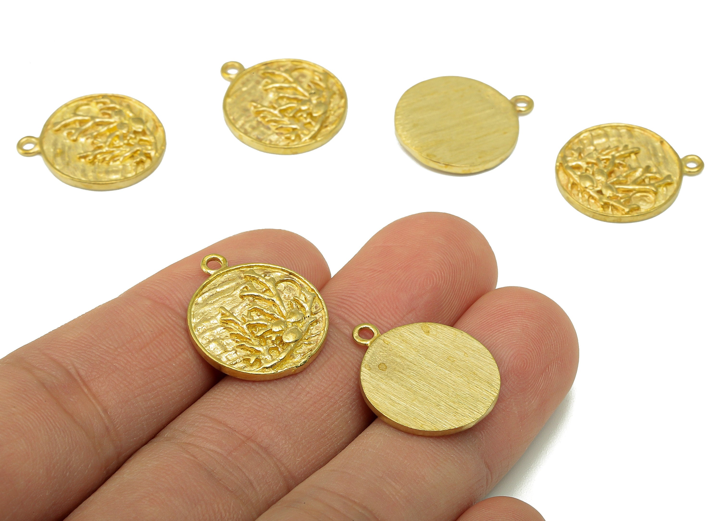 Raw Brass Round Tree Branch Earring Charm -Round Botanies For Necklace-Raw Brass Circle Branch Pendant-For Necklace-20.7x17.54x1.75mm-PP8358 - DOMEDBAZAAR