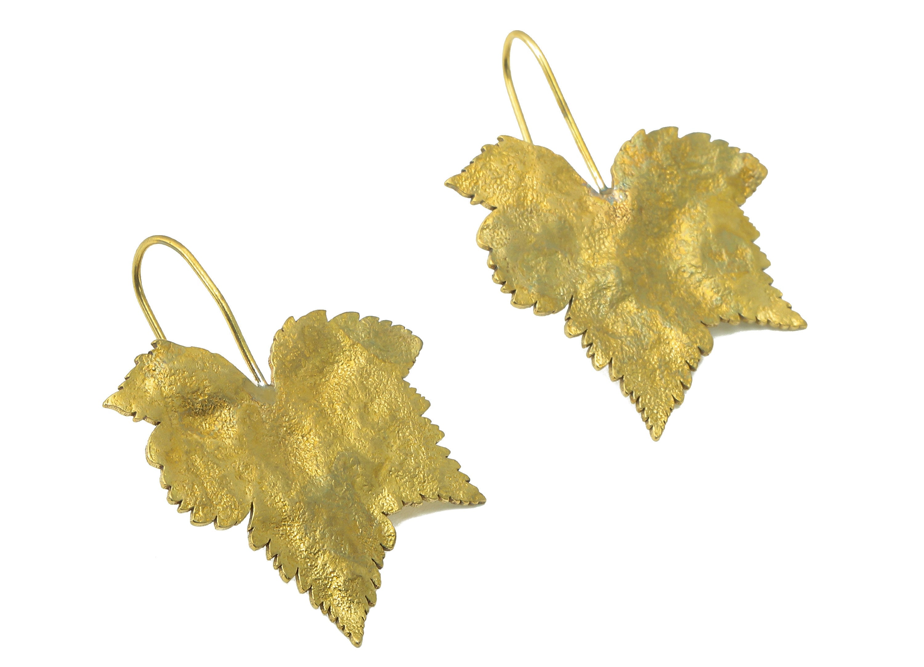 Raw Brass Maple Plane Ear Wires Earring - Brass Leaf Hook Earring -Textured Botanical Earring Hook - 33.43x 25.71x 1.5mm - PP8252 - DOMEDBAZAAR