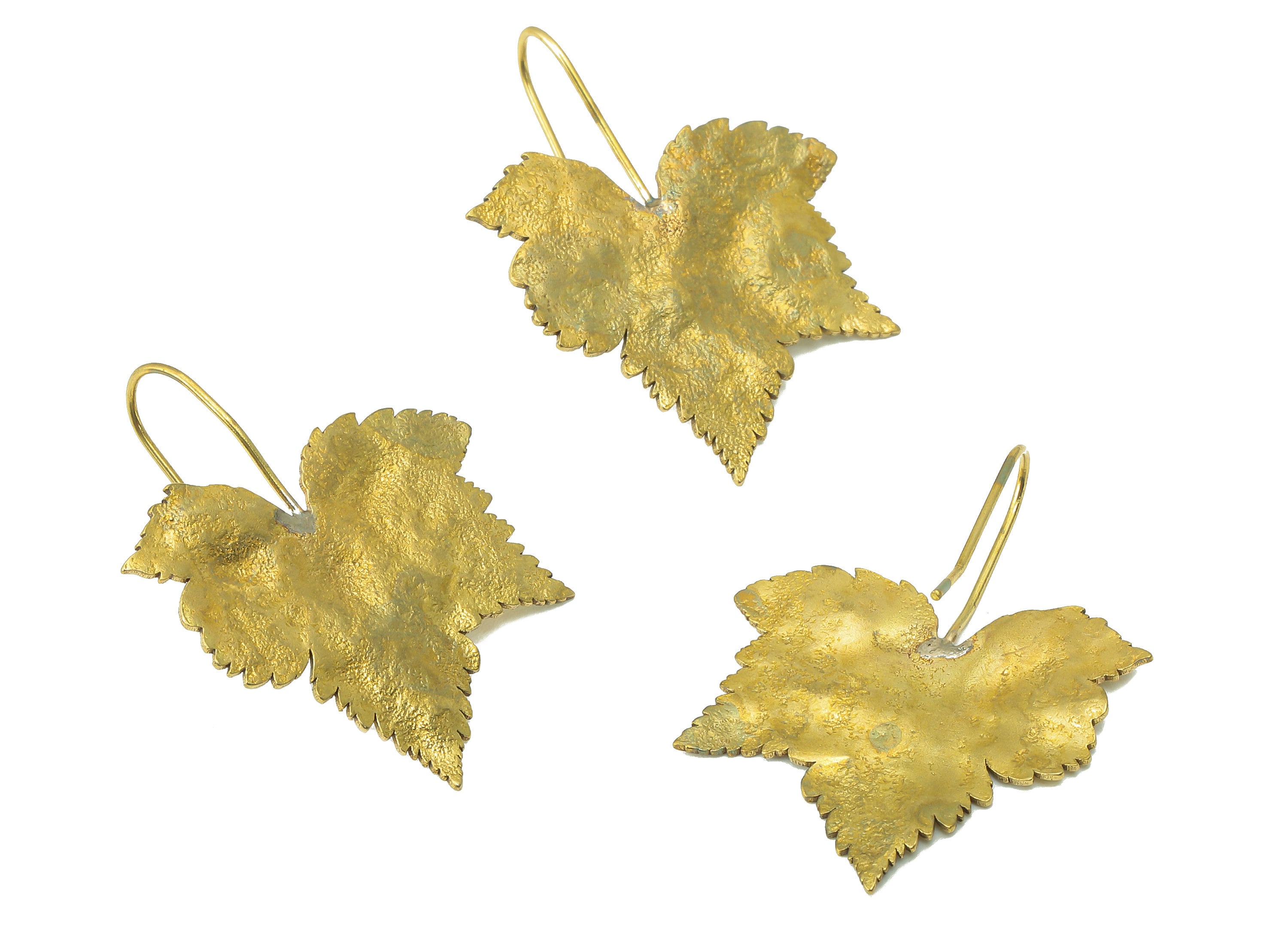 Raw Brass Maple Plane Ear Wires Earring - Brass Leaf Hook Earring -Textured Botanical Earring Hook - 33.43x 25.71x 1.5mm - PP8252 - DOMEDBAZAAR
