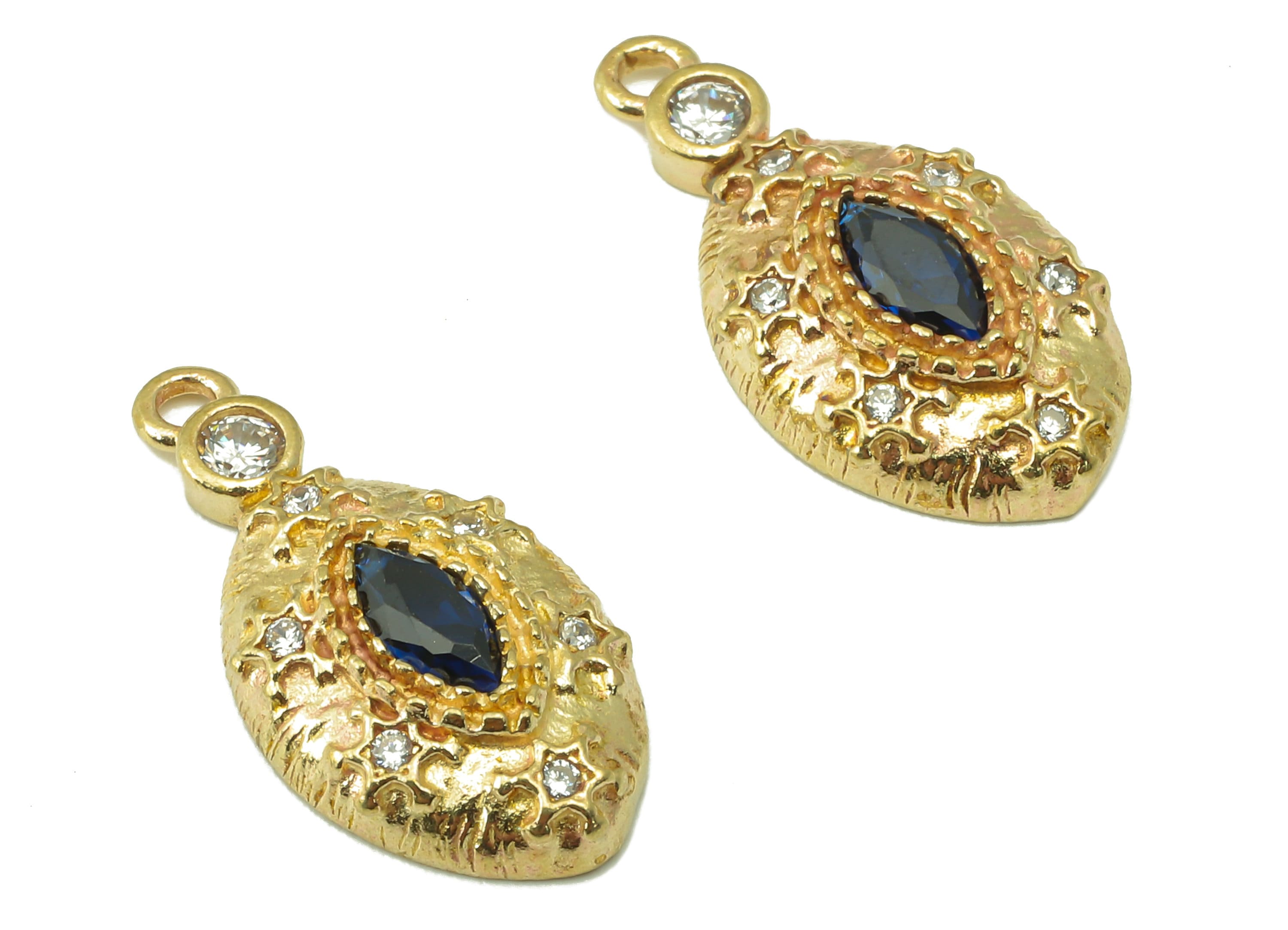 Raw Brass Round Ellipse Earring Charm-Round Zircon Precious Stone Charm For Necklace -Zircon Pendant-For Necklace-20.1x 10.08x 2.26mm-PP8362 - DOMEDBAZAAR