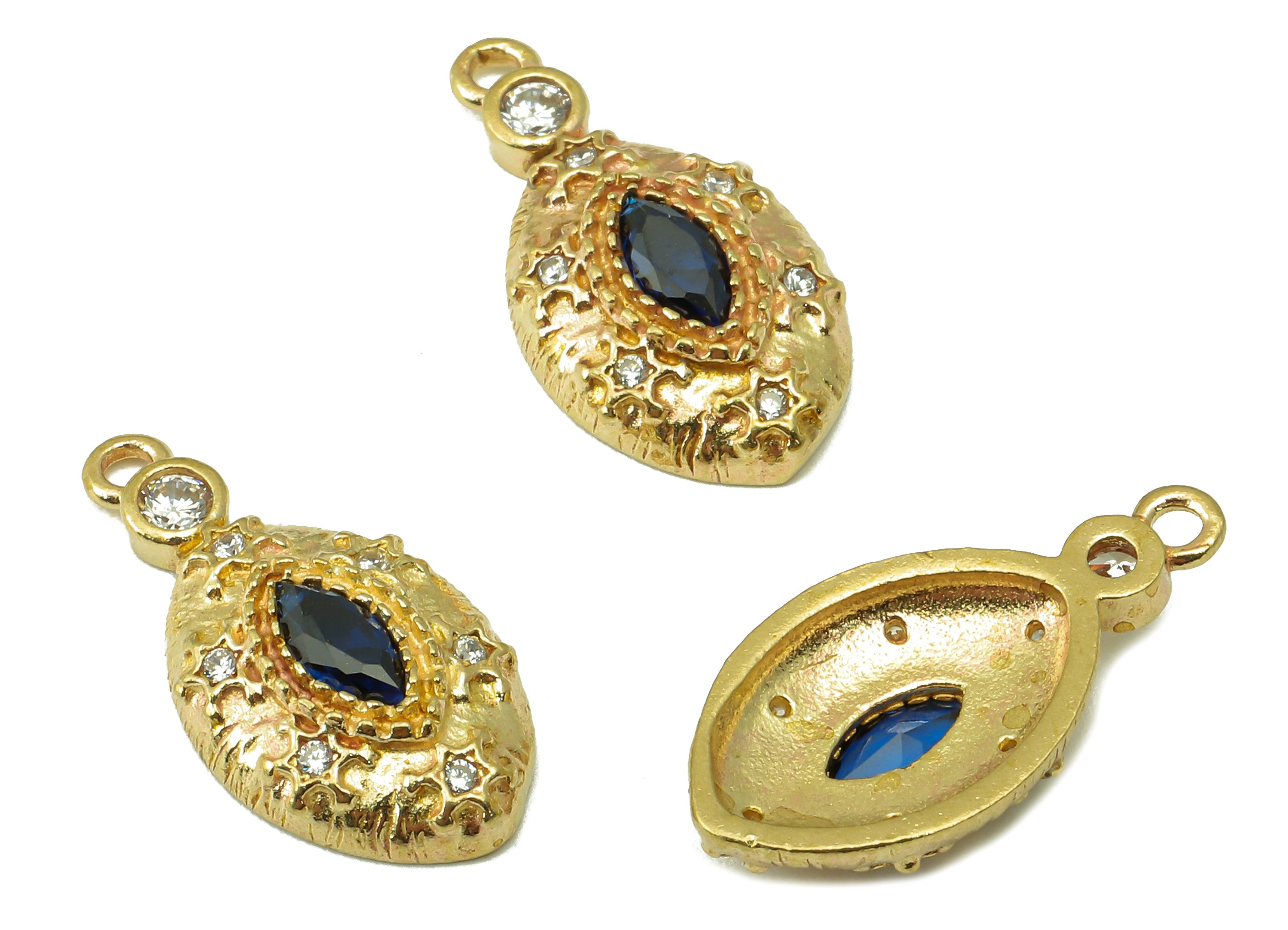 Raw Brass Round Ellipse Earring Charm-Round Zircon Precious Stone Charm For Necklace -Zircon Pendant-For Necklace-20.1x 10.08x 2.26mm-PP8362 - DOMEDBAZAAR