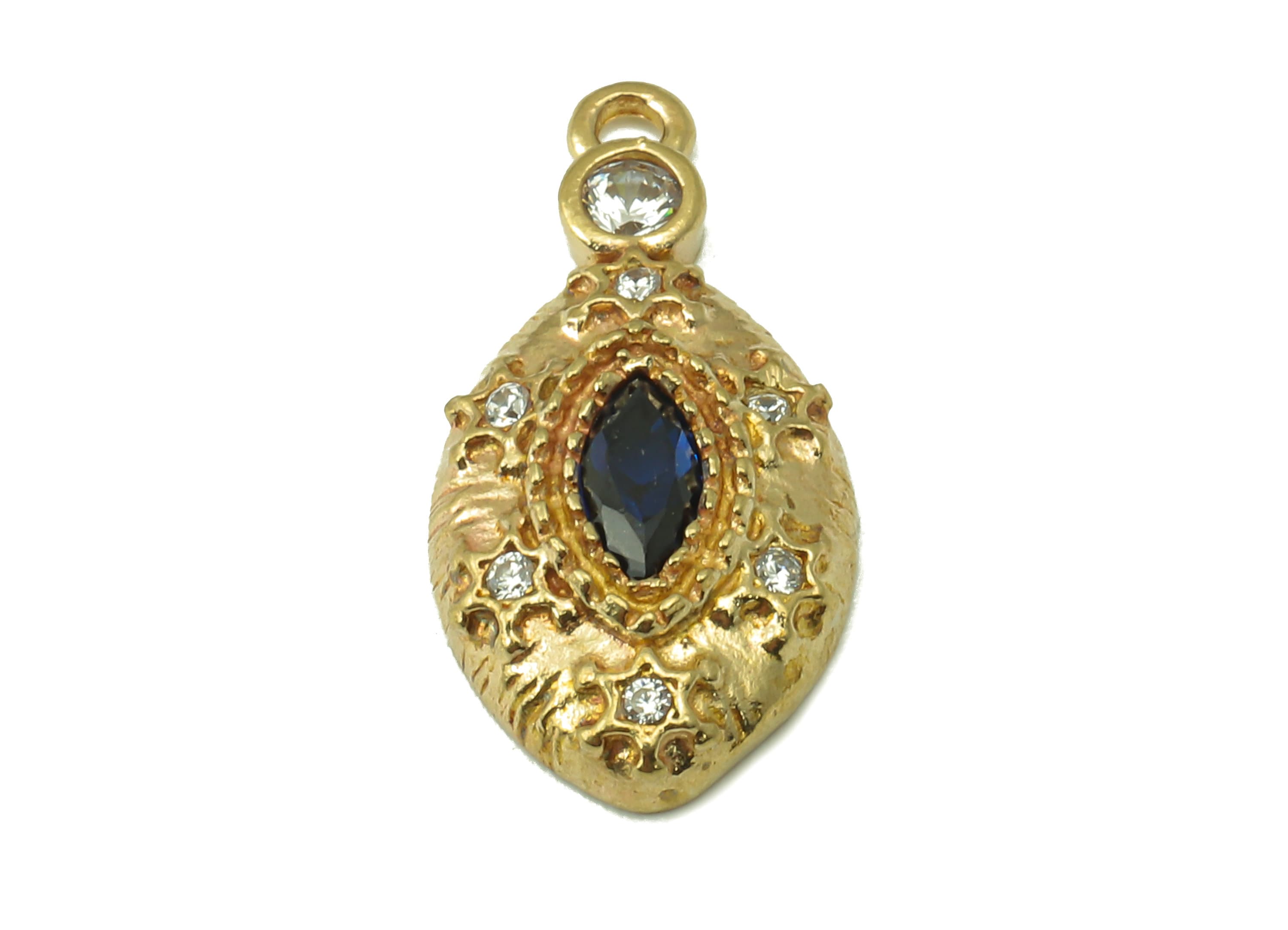 Raw Brass Round Ellipse Earring Charm-Round Zircon Precious Stone Charm For Necklace -Zircon Pendant-For Necklace-20.1x 10.08x 2.26mm-PP8362 - DOMEDBAZAAR