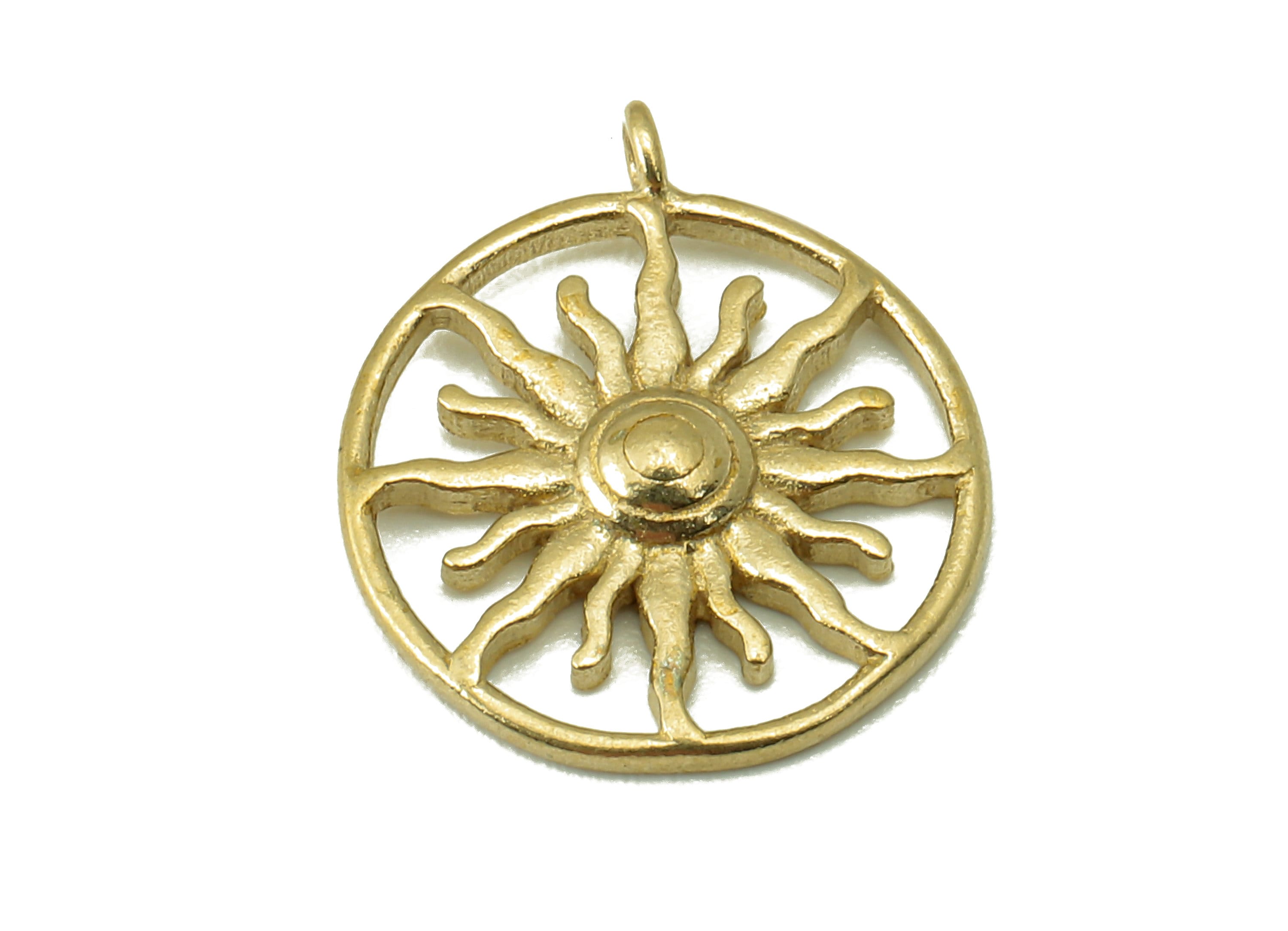Raw Brass Round Hollow Out Earring-Raw Brass Branch Pendant-Hollow Out Pattern-Round Jewelry Making Supplies-15.32 x 13.41 x 2.24mm - PP8364 - DOMEDBAZAAR
