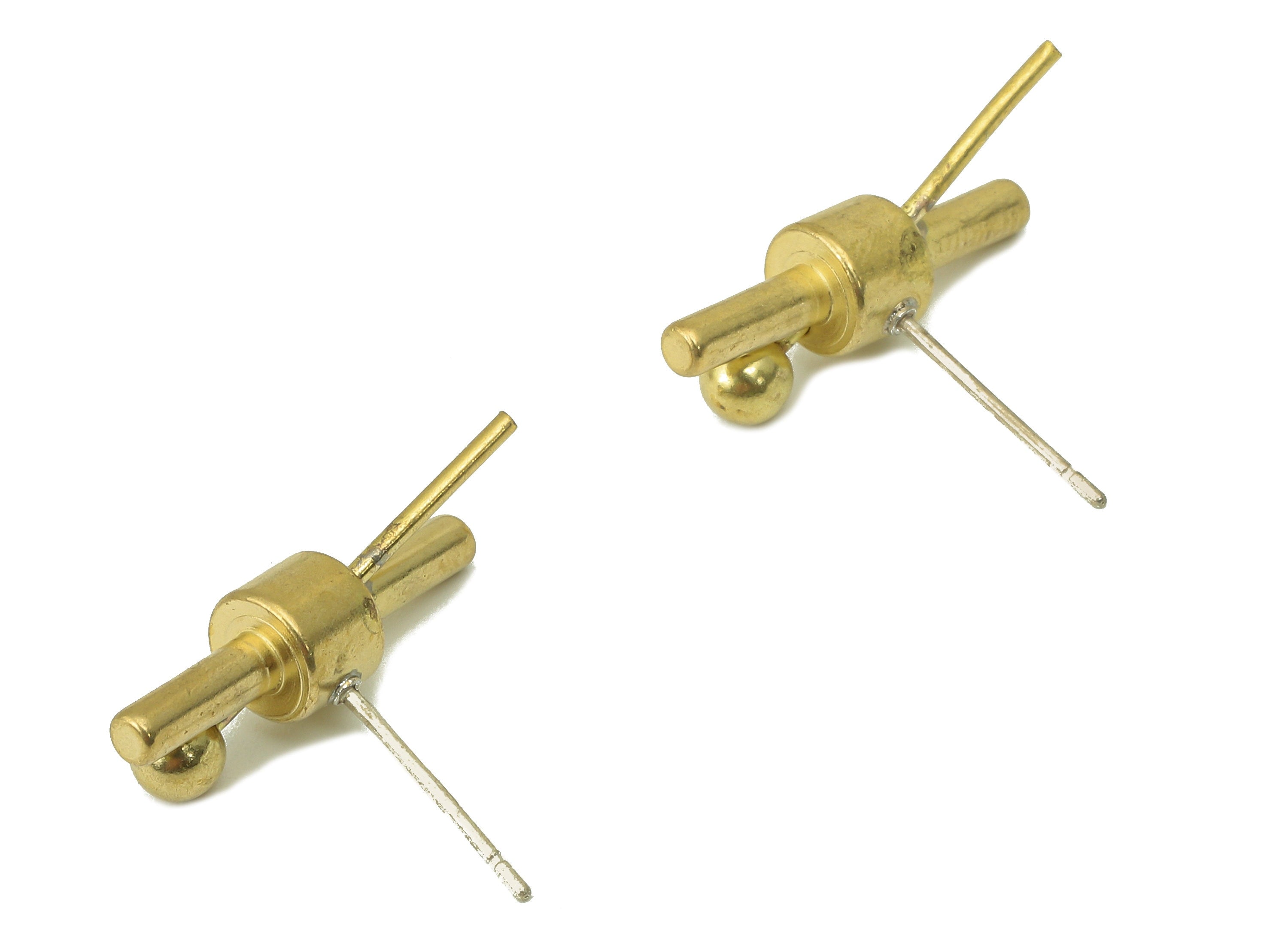 Raw Brass Cross Stud Earring - Brass Mini Ball Earring Post - Earring Post - Jewelry Making Supplies- 21.97x 17.95x 5.91mm - PP8255 - DOMEDBAZAAR