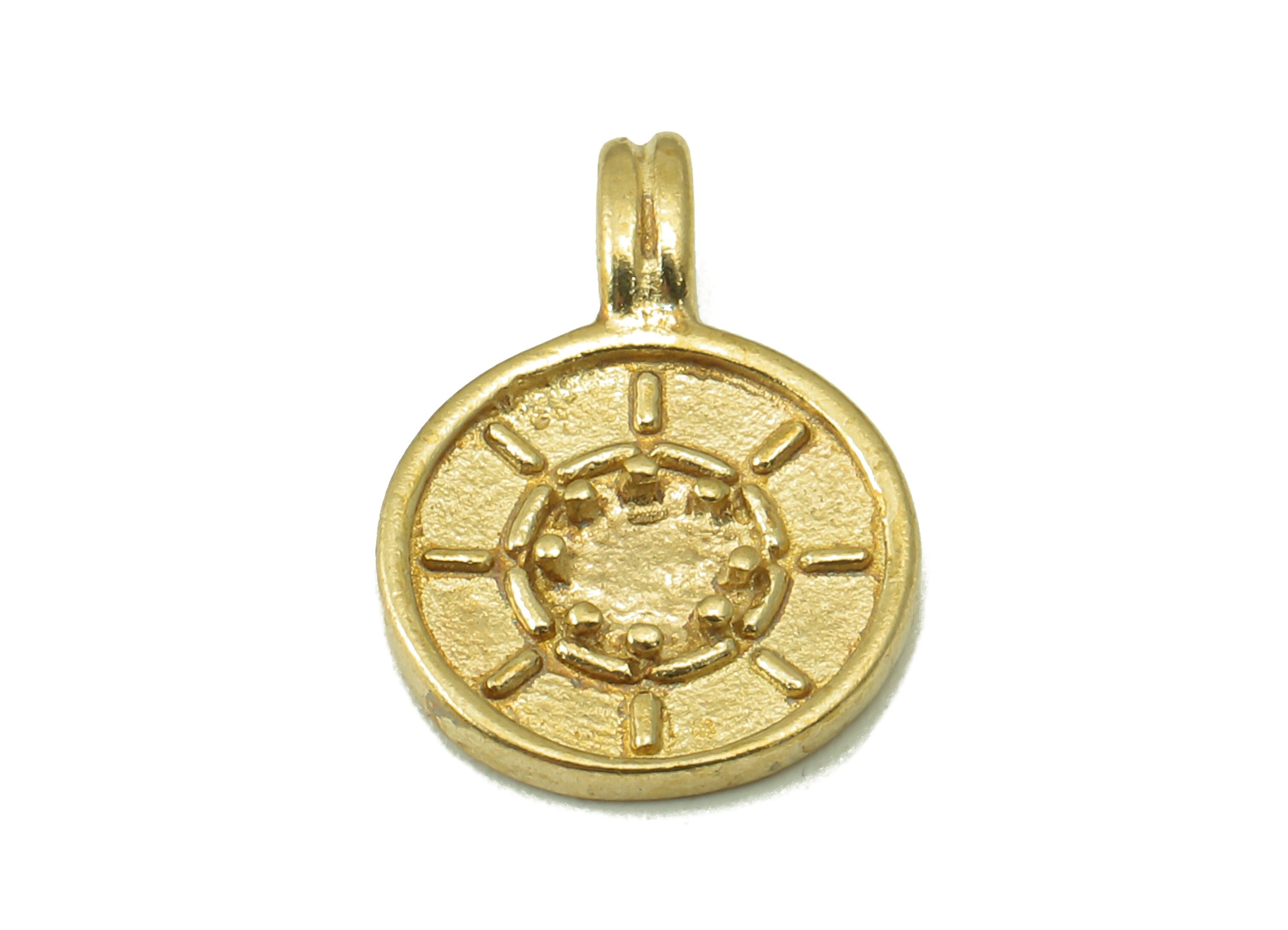 Raw Brass Round  Earring - Raw Brass Branch Pendant -Stamen Pattern - Round Jewelry Making Supplies - 15.0 x 10.75 x 1.69mm - PP8365 - DOMEDBAZAAR