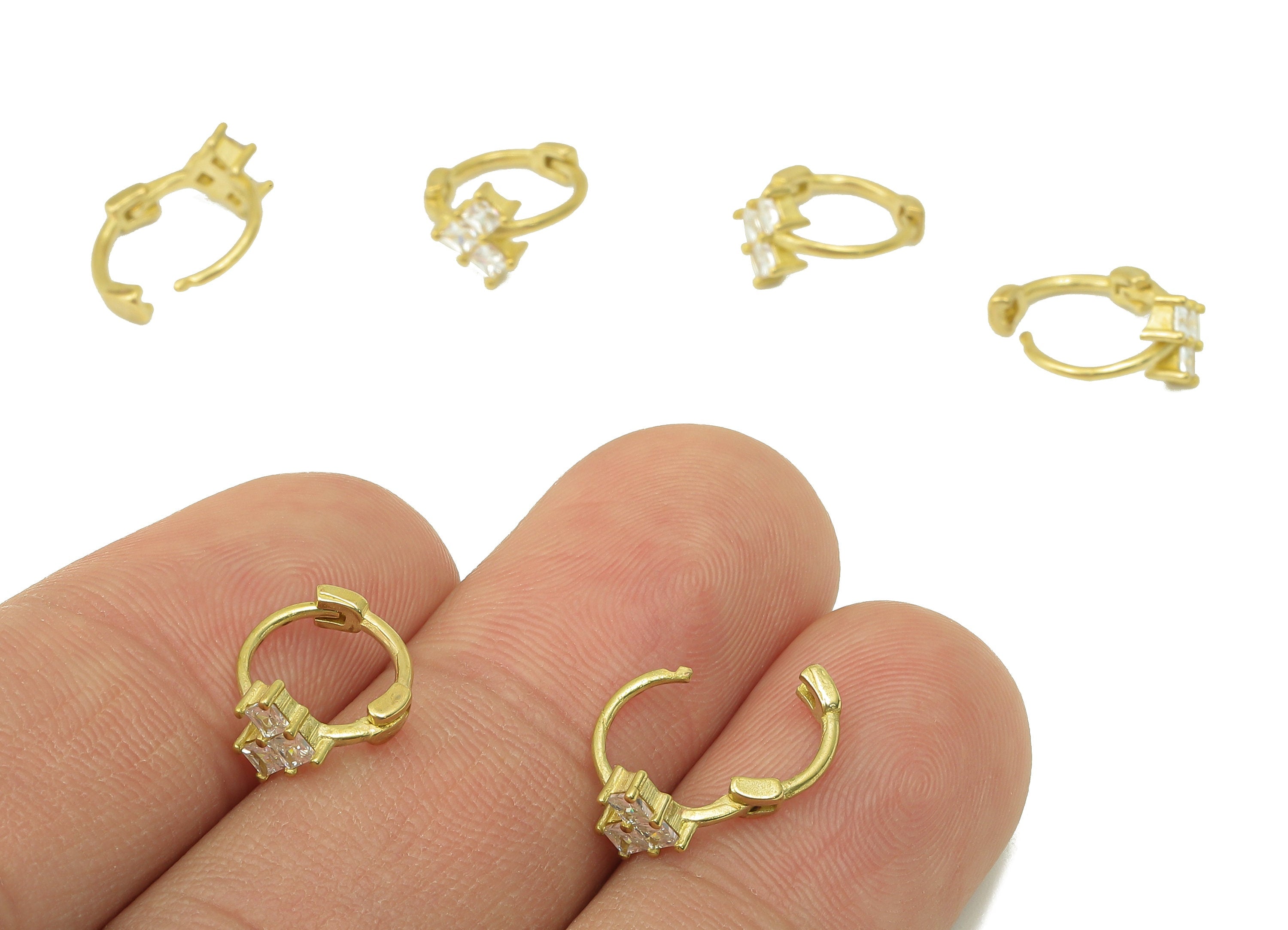 Raw Brass Heart Hoop Earring Clasp - Huggie Hoop Earring -Zirconia Princess Clasp Hoop Earring-Jewelry Making -11.11x 9.49x 1.33mm- PP8259 - DOMEDBAZAAR