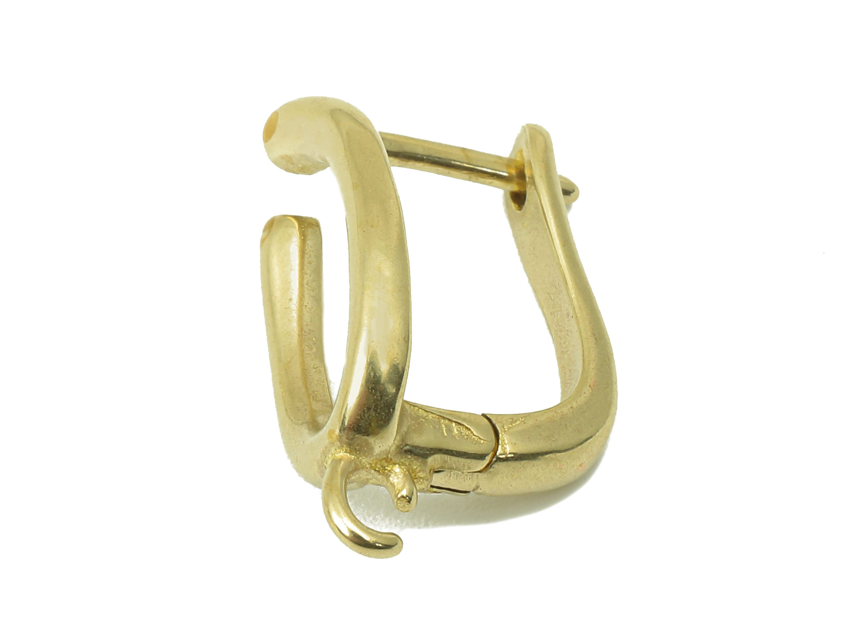 Raw Brass Irregular Clasp Hoop Earring - Brass Hole Loop Earring - Clasp Hoop Earring With Loop -19.82x 11.6x 1.81mm- PP8265 - DOMEDBAZAAR