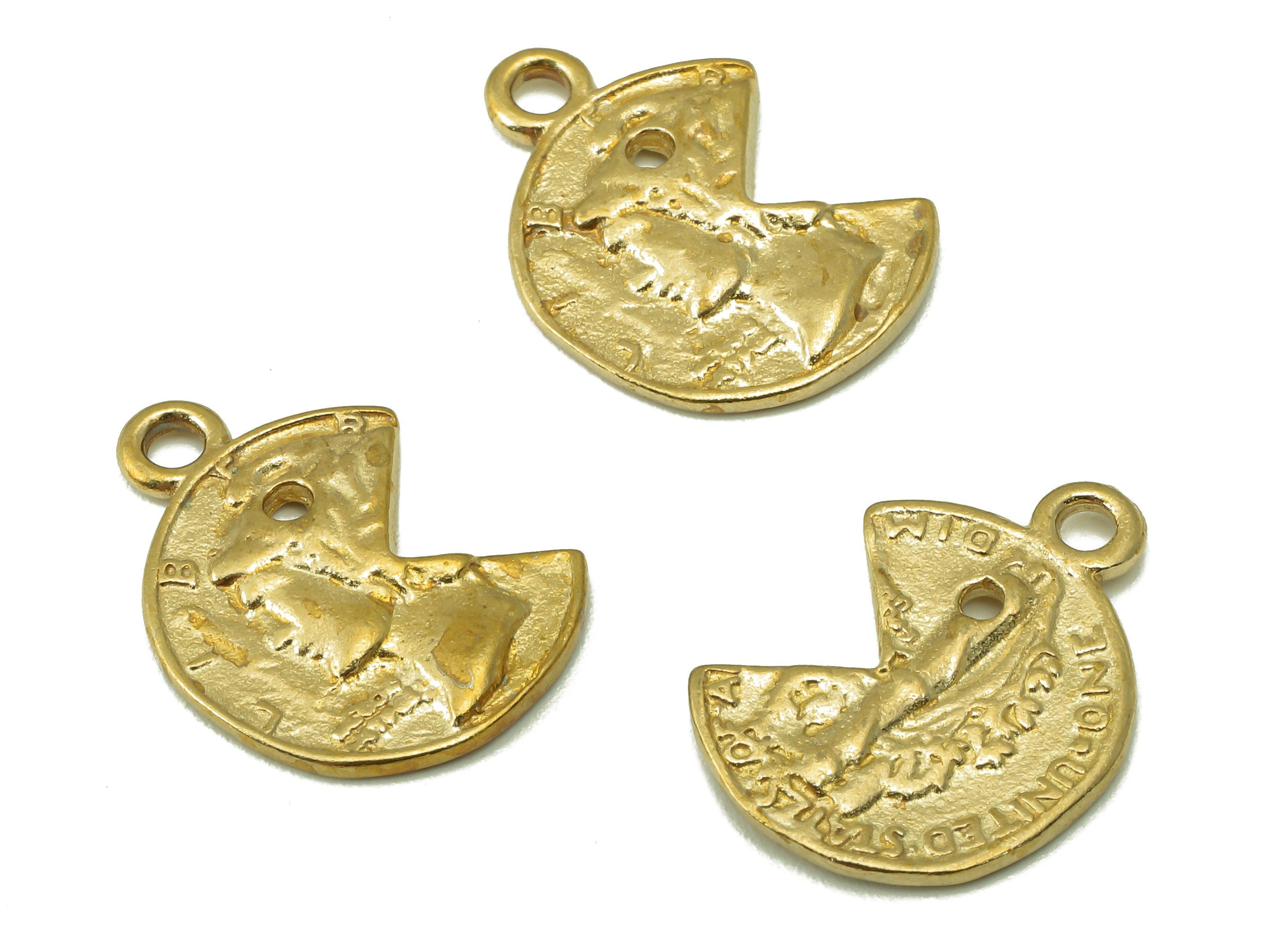Raw Brass Round Charms-Raw Brass Textured Earring And Head Carving Pendant-Brass Textured Necklace-Jewelry Supplies-19.1x13.69x2.06mm-PP8377 - DOMEDBAZAAR