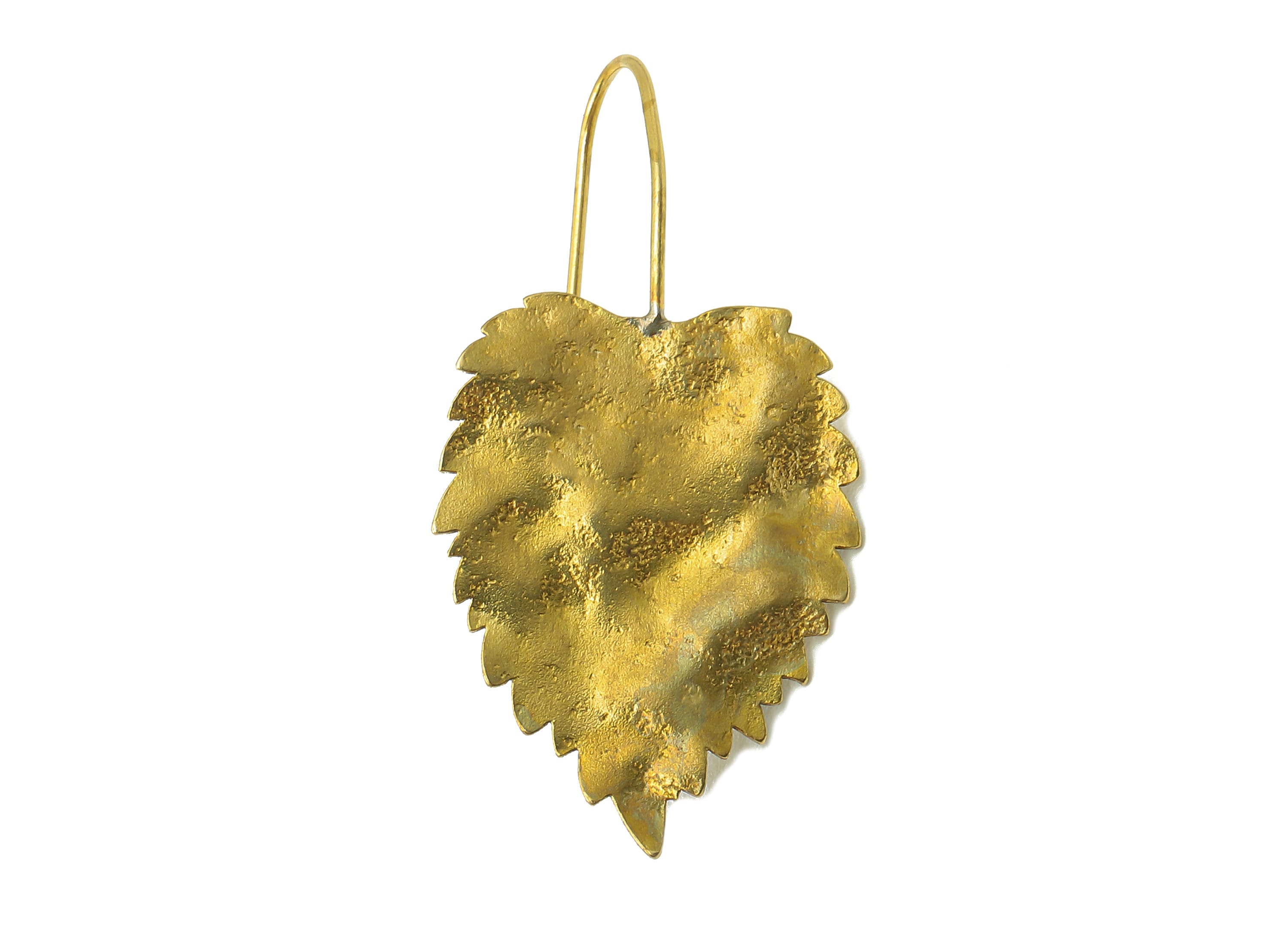 Raw Brass Betula Ear Wires Earring - Brass Leaf Hook Earring -Textured Botanies Earring Hook - 38.14x 19x 1.09mm - PP8287 - DOMEDBAZAAR