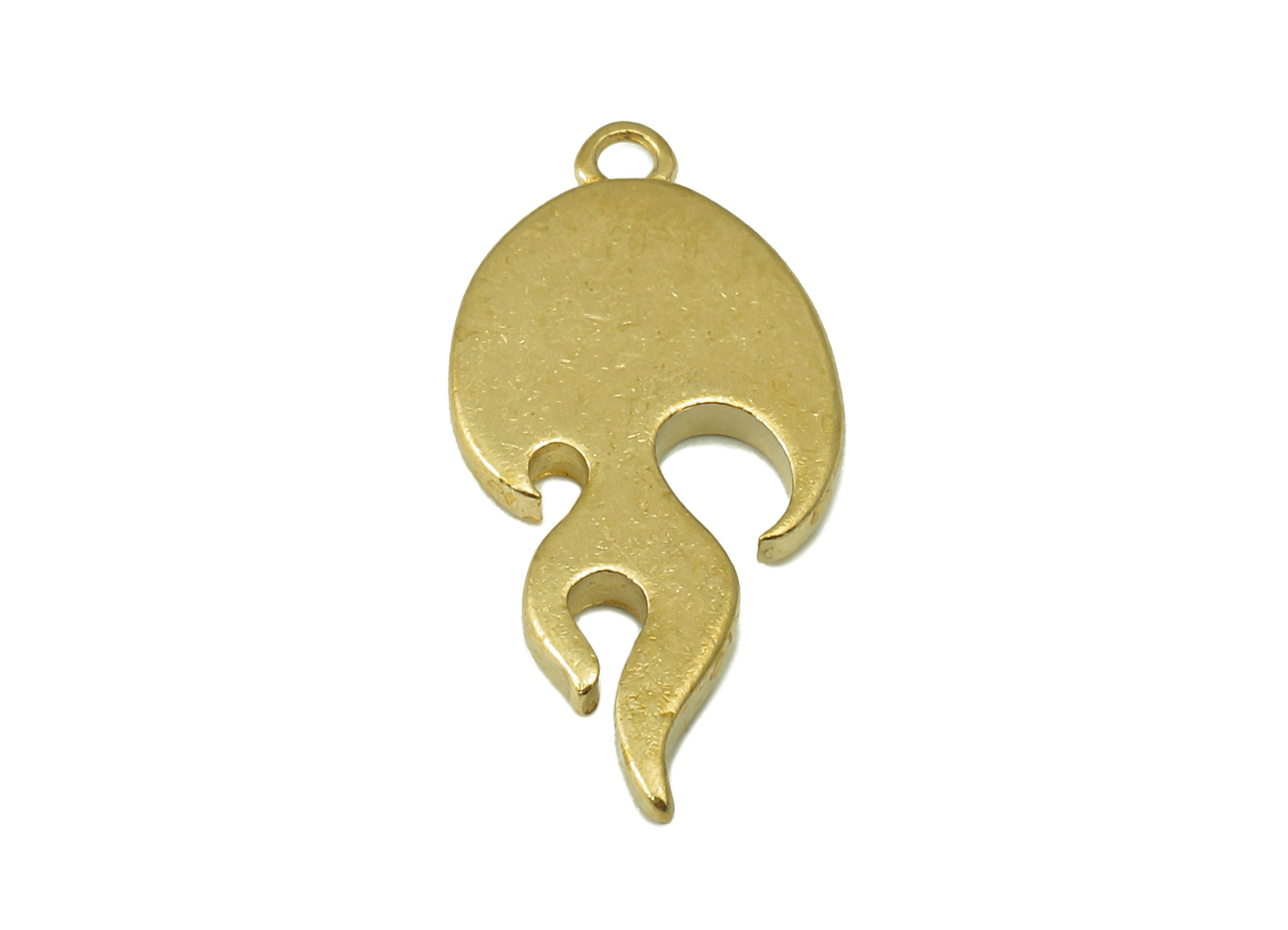 Raw Brass Textured Flame pendant-Textured Necklace Connector-Earring Pendant DIY Jewelry Making Supplies - 20.91 x 9.93 x 1.56mm - PP8384 - DOMEDBAZAAR