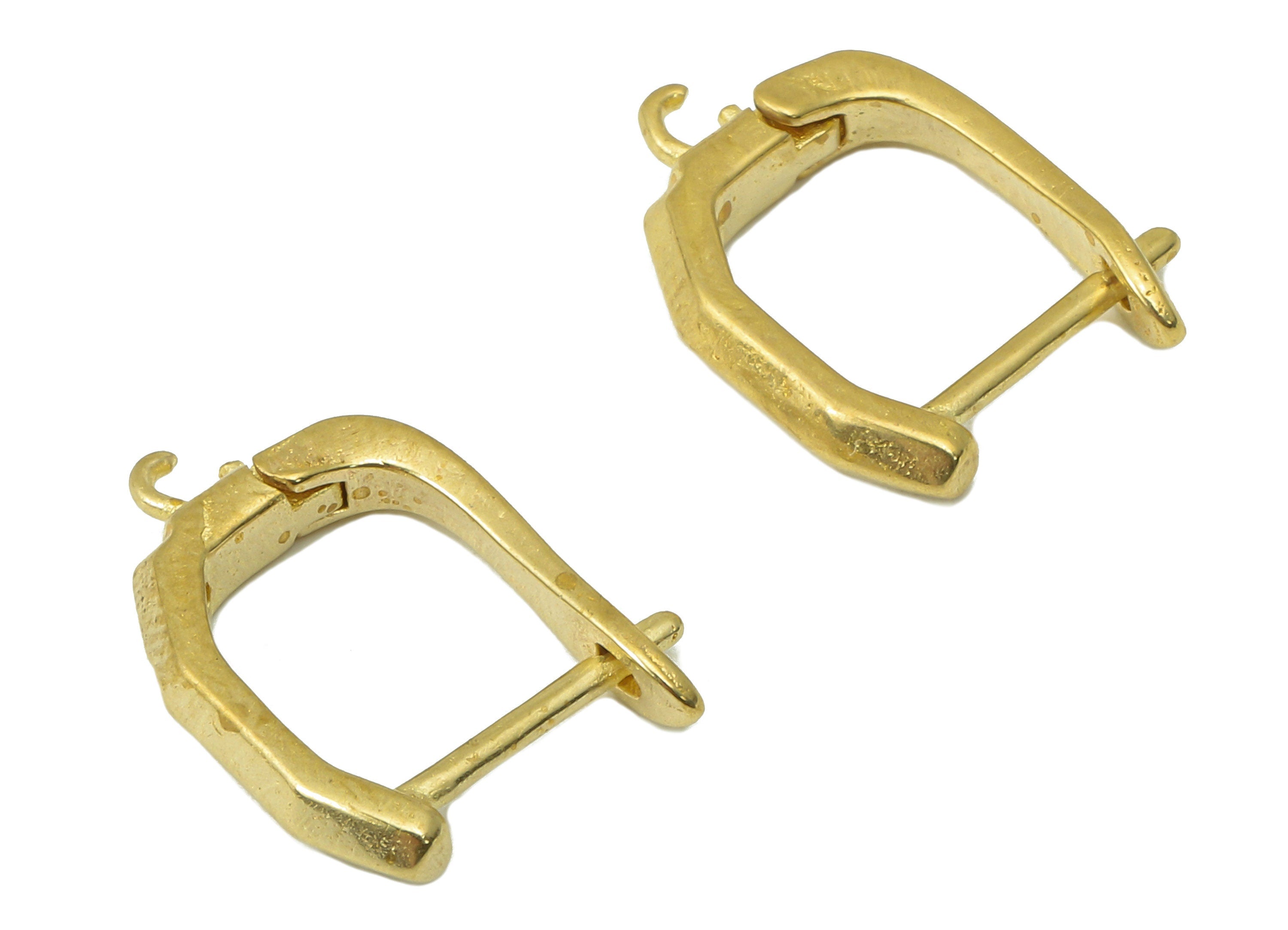 Raw Brass Textured Hole Loop Earring - Brass Clasp Earring -Brass Hole Clasp With Loop - Jewelry Making- 17.56x 13.37x 1.84mm- PP8313 - DOMEDBAZAAR