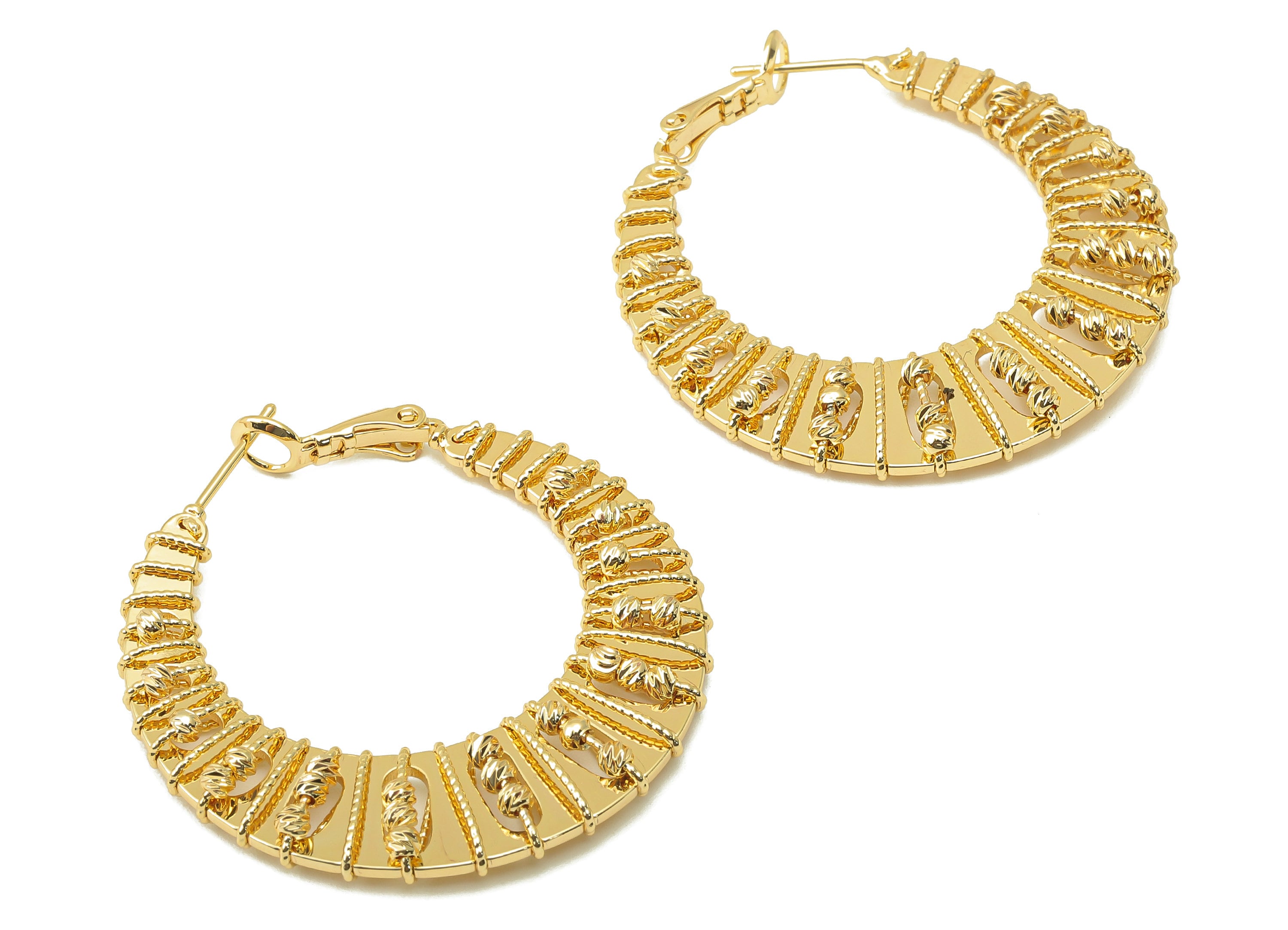 Brass C Hoop Earring Clasp- Brass Mini Ball Chain Earring Hoop- Gold Clasp Hoop Earring - 18K Real Gold Plating -13.88x40.65x4.56mm- RGP5941 - DOMEDBAZAAR