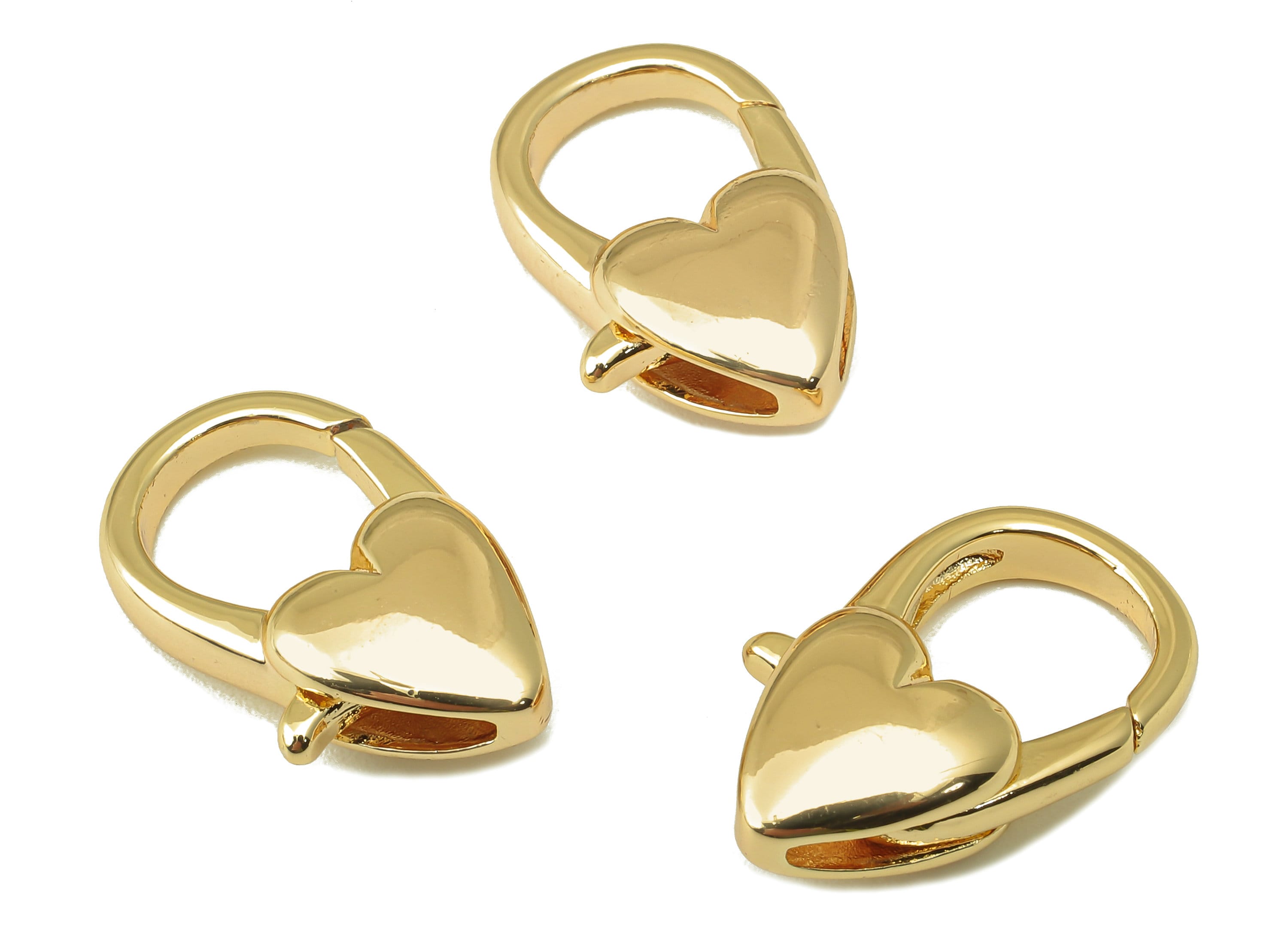 Heart-Shaped Lobster Clasp-Brass Necklace Clasp-Chain Parrot-18K Real Gold Plating-Jewelry Making-24.39 x 11.75 x 6.17mm- RGP6118 - DOMEDBAZAAR
