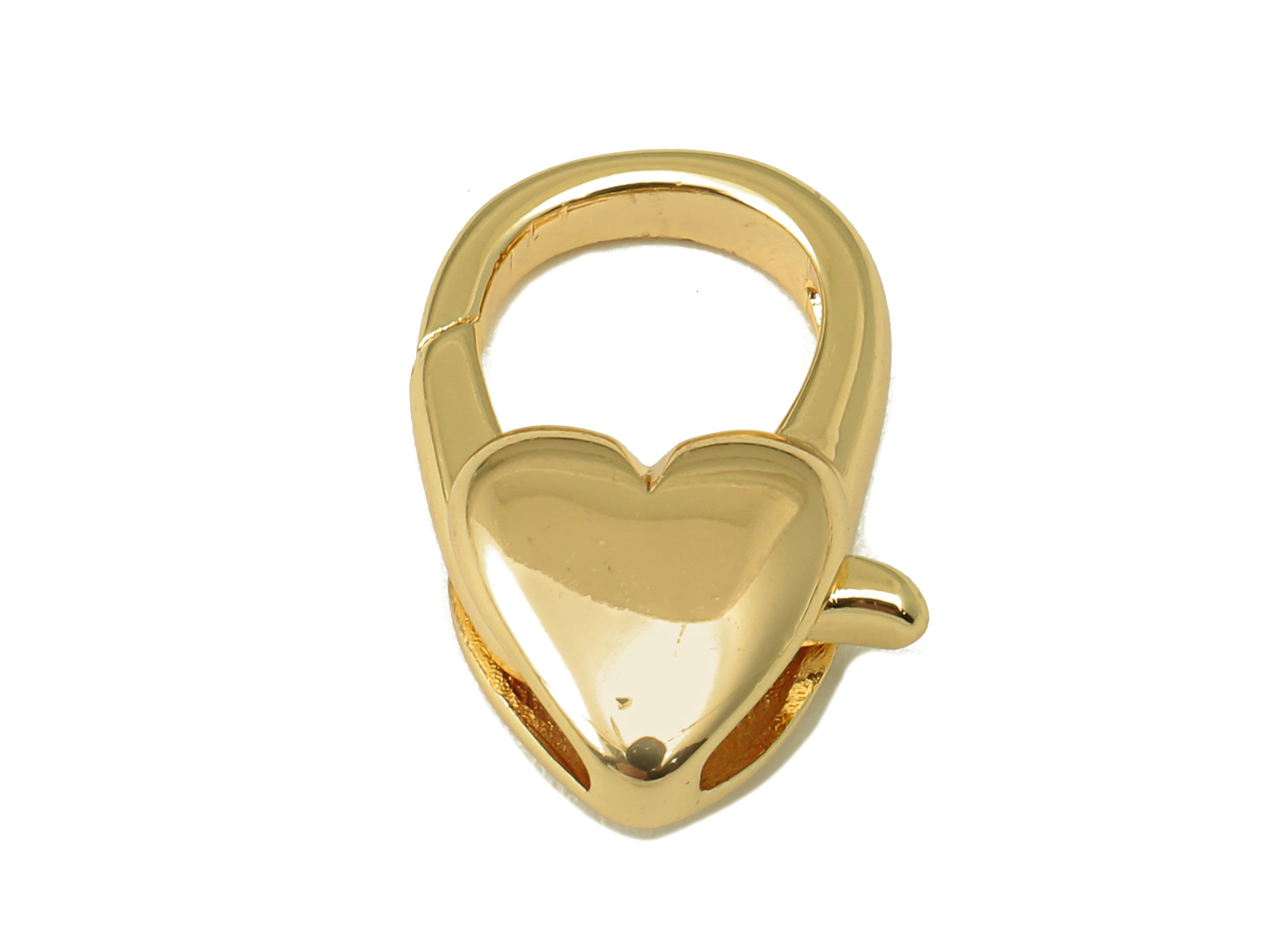 Heart-Shaped Lobster Clasp-Brass Necklace Clasp-Chain Parrot-18K Real Gold Plating-Jewelry Making-24.39 x 11.75 x 6.17mm- RGP6118 - DOMEDBAZAAR