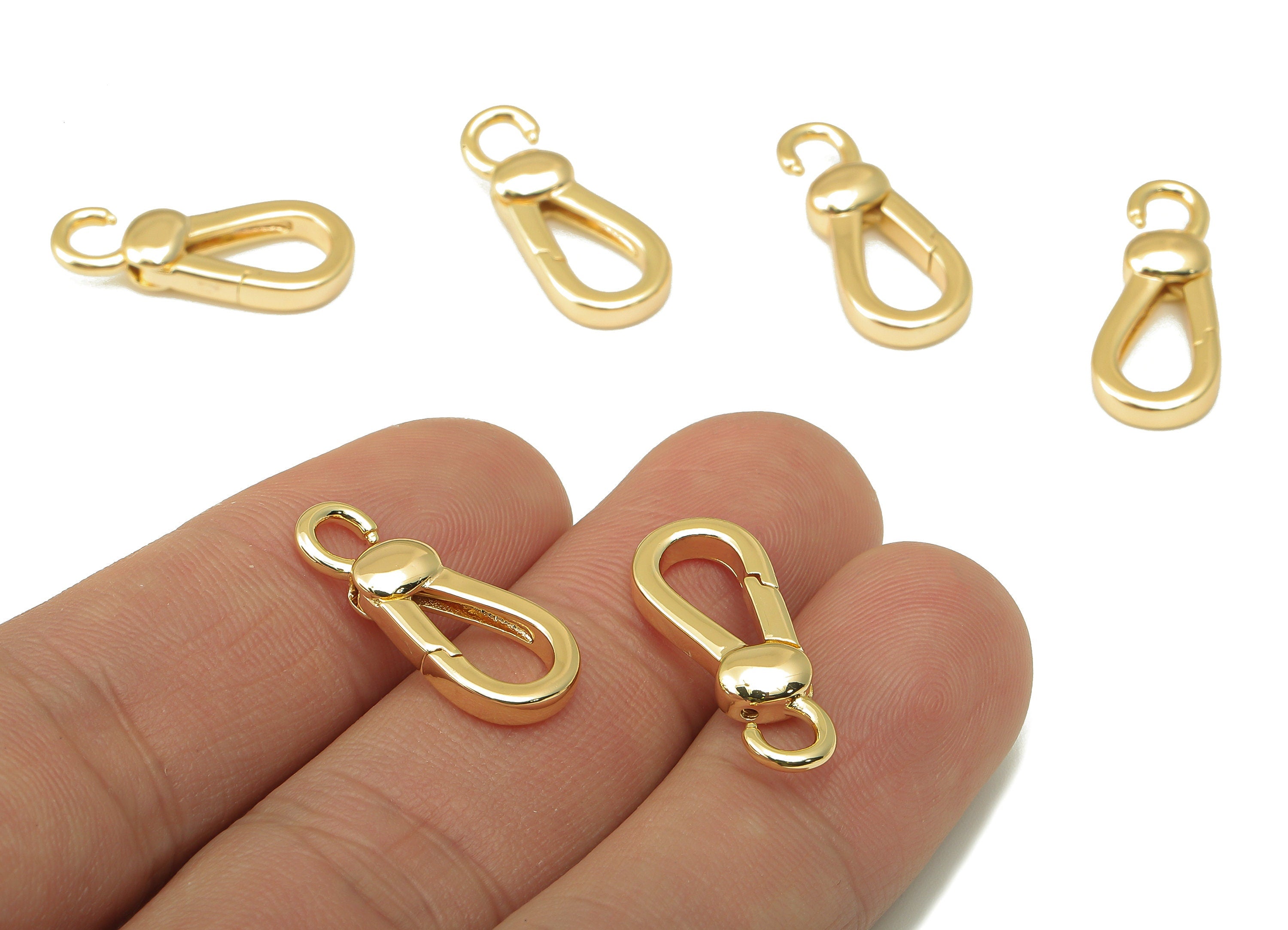 Brass Shaped Lobster Clasp- Brass Necklace Clasp-Chain Connector-18K Real Gold Plating-Jewelry Making-22.32 x 9.37 x 2.63mm- RGP6121 - DOMEDBAZAAR