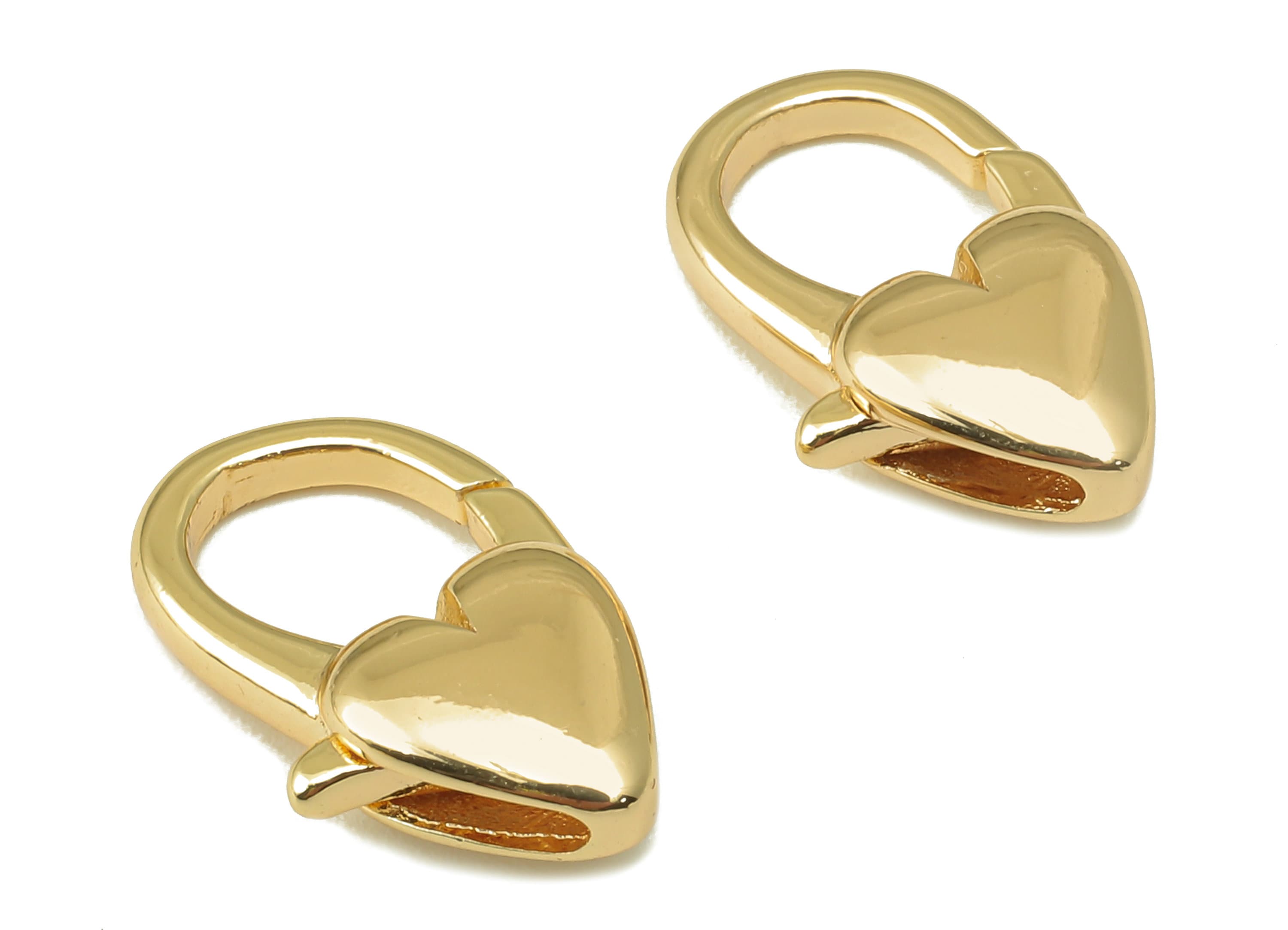 Brass Heart Shaped Lobster Clasp-Brass Necklace Clasp-Chain Connector-18K Real Gold Plating-Jewelry Making-17.38 x11.07x 4.88mm- RGP6122 - DOMEDBAZAAR