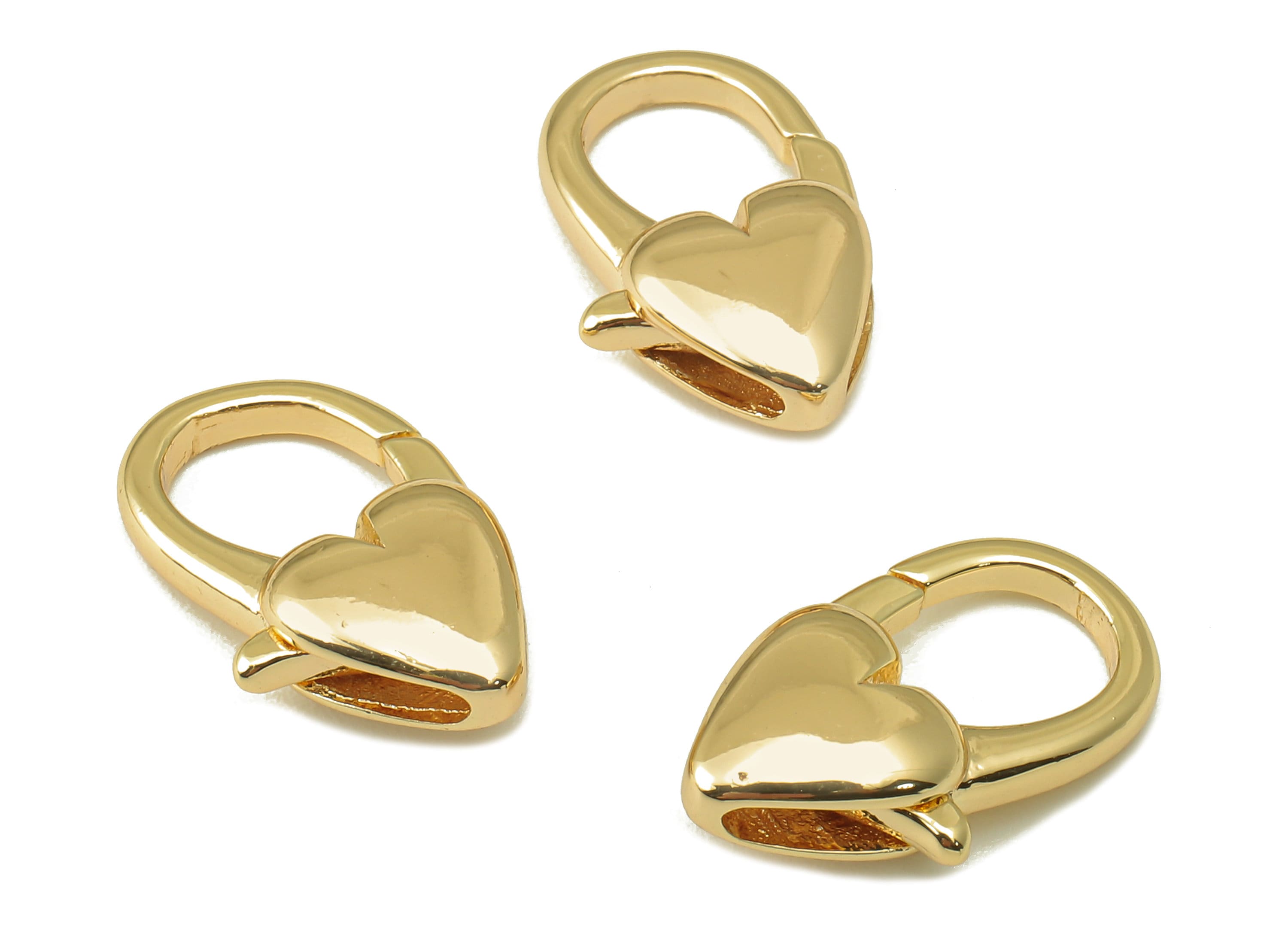 Brass Heart Shaped Lobster Clasp-Brass Necklace Clasp-Chain Connector-18K Real Gold Plating-Jewelry Making-17.38 x11.07x 4.88mm- RGP6122 - DOMEDBAZAAR