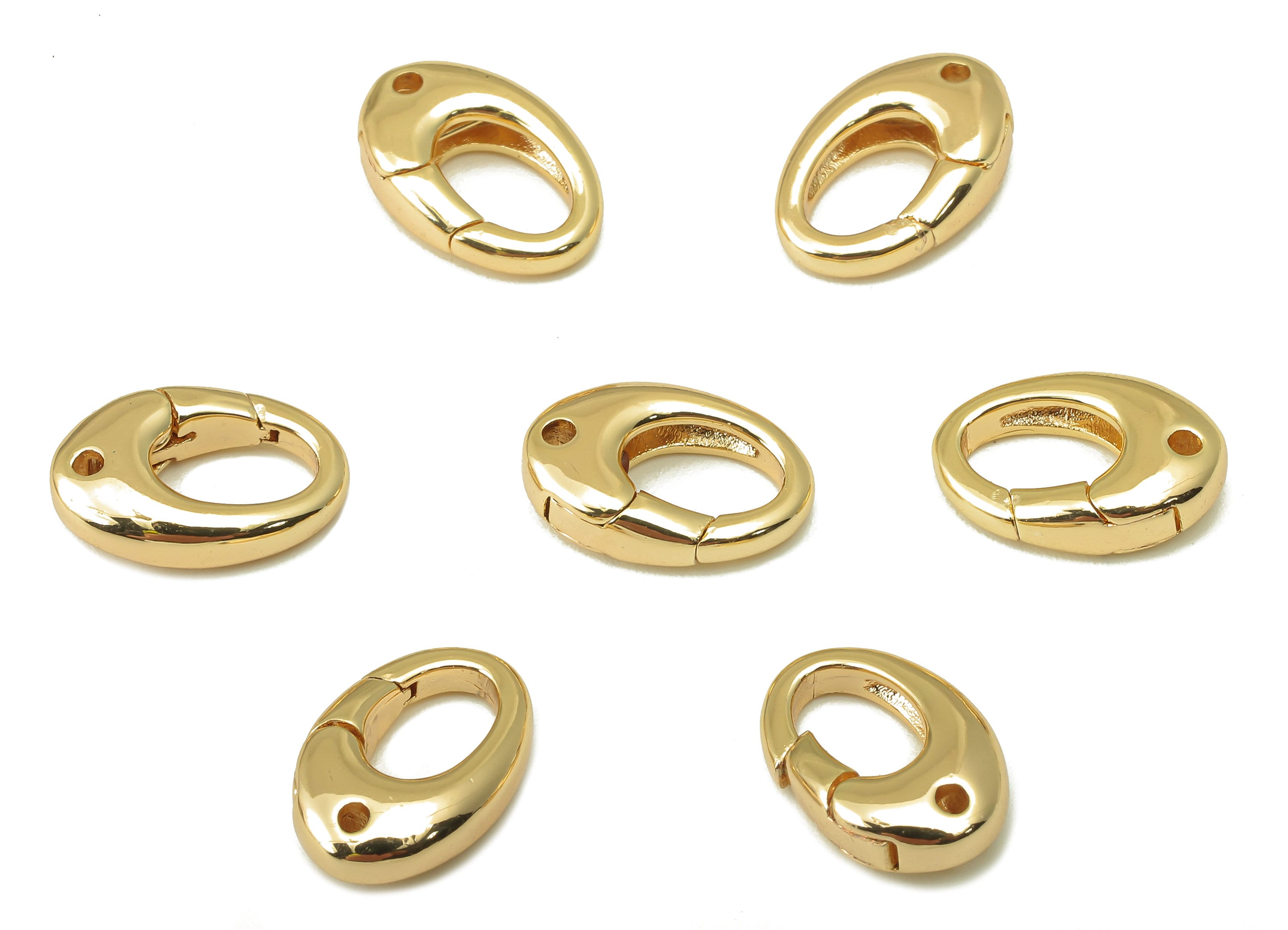 Brass Lobster Clasp-Brass Necklace Clasp-Chain Connector- O Shaped Clasp - 18K Real Gold Plating-Jewelry Making-13.58x 8.82x 3.8mm- RGP6123 - DOMEDBAZAAR