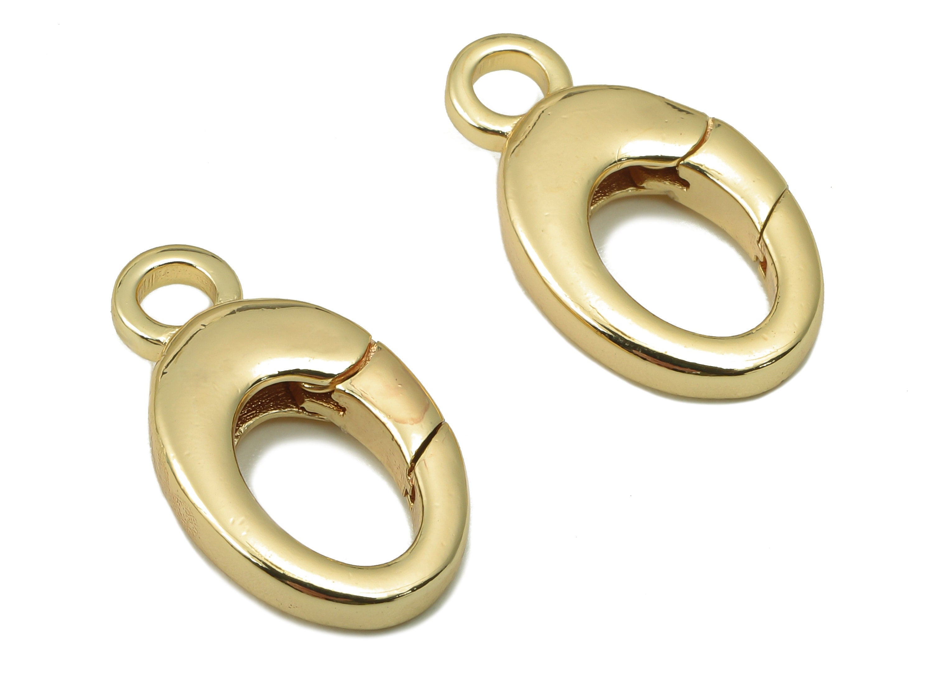 Brass Oval Lobster Clasp- Brass Necklace Clasp-Chain Connector - 18K Real Gold Plating-Jewelry Making-19.35x 10.98 x 3.61mm- RGP6124 - DOMEDBAZAAR