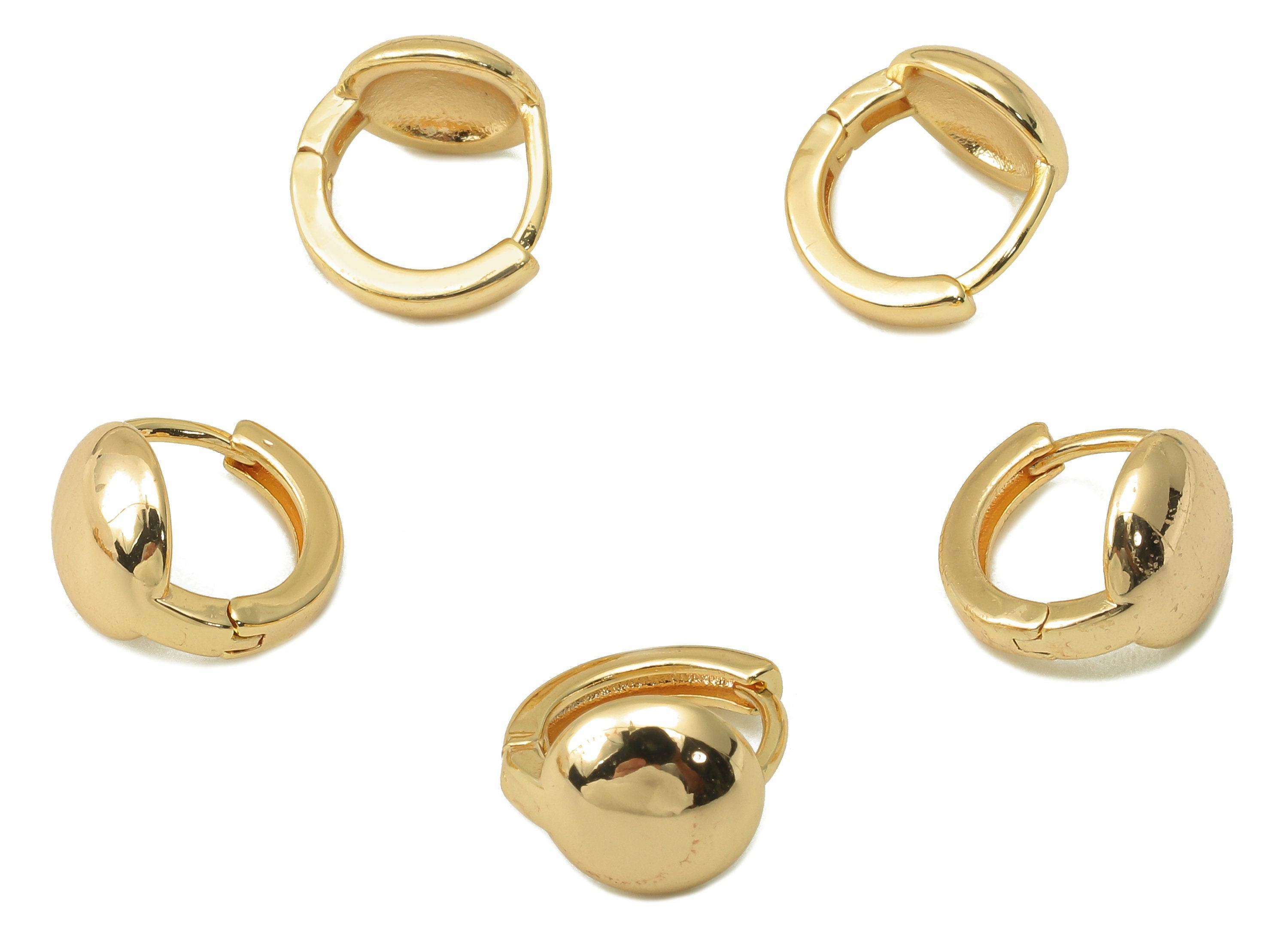 Brass Round Hoop Earring Huggie - Mini Circle Huggies with Open Ring - Small Hoop Earrings -18K Real Gold Plating-11.17x10.56x1.42mm-RGP5988 - DOMEDBAZAAR