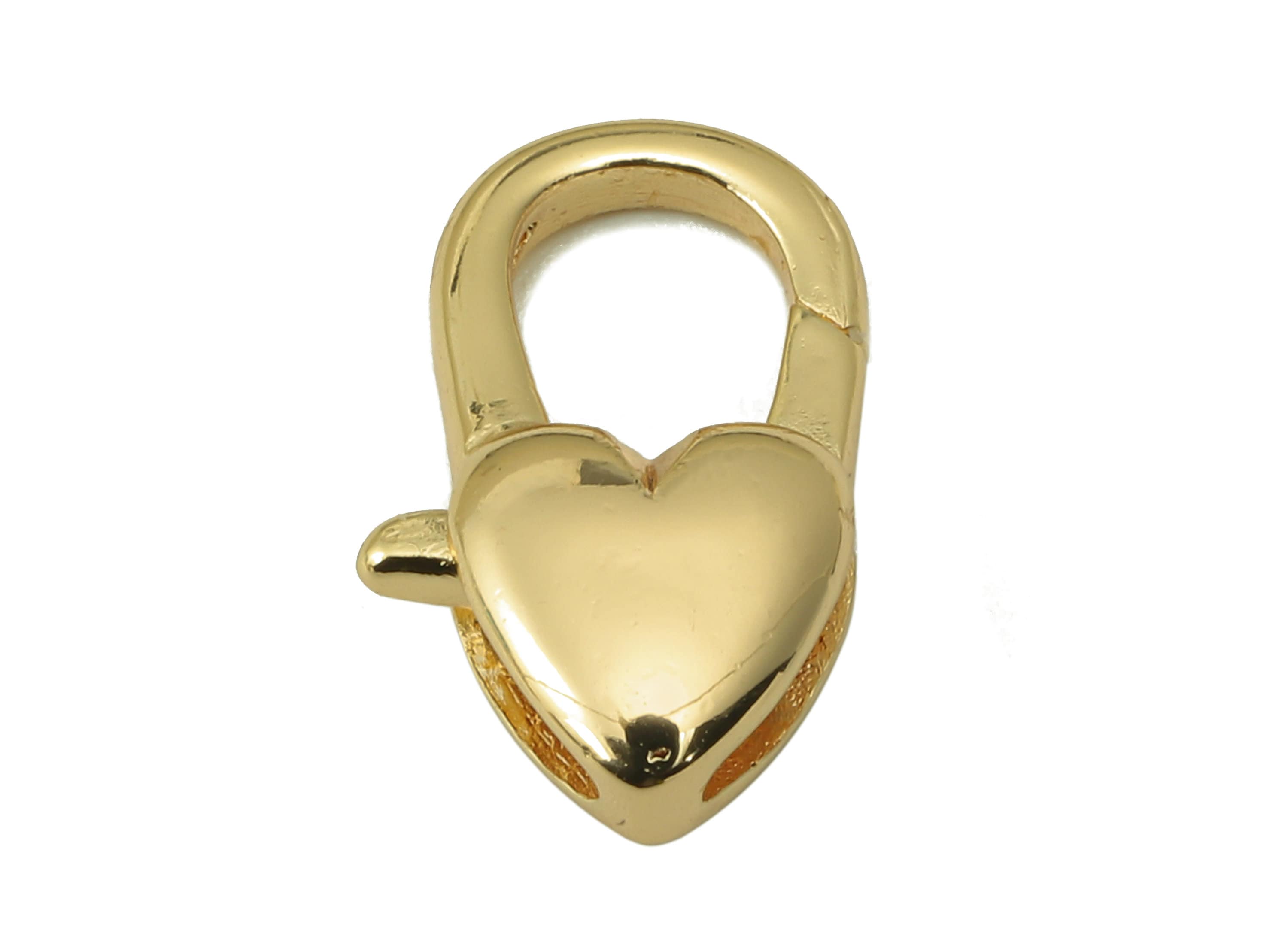 Brass Heart-Shaped Lobster Clasp- Brass Necklace Clasp-Chain Connector-18K Real Gold Plating-Jewelry Making-15.25 x 9.21 x 4.48mm- RGP6126 - DOMEDBAZAAR