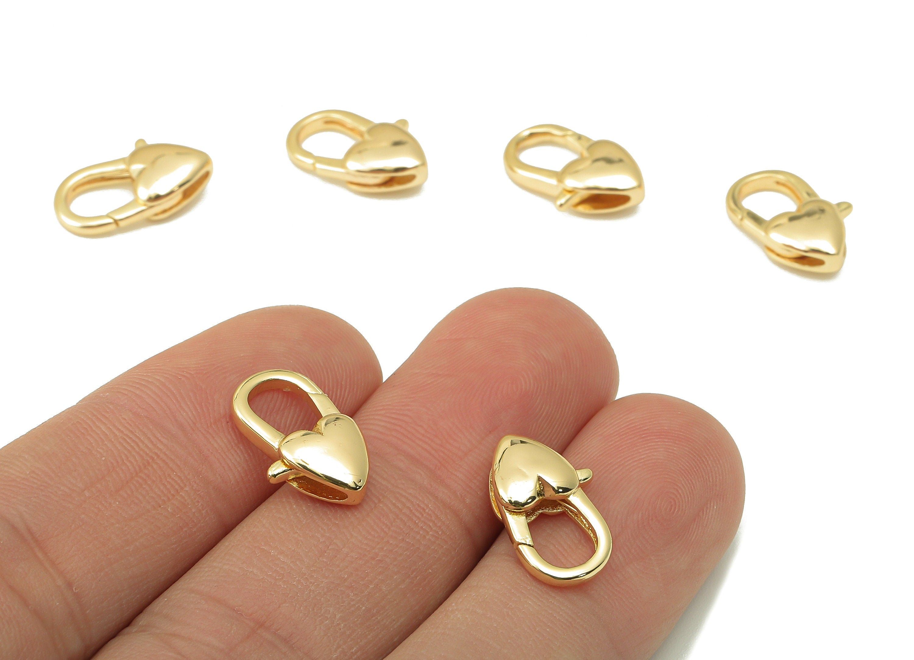 Brass Heart-Shaped Lobster Clasp- Brass Necklace Clasp-Chain Connector-18K Real Gold Plating-Jewelry Making-15.25 x 9.21 x 4.48mm- RGP6126 - DOMEDBAZAAR