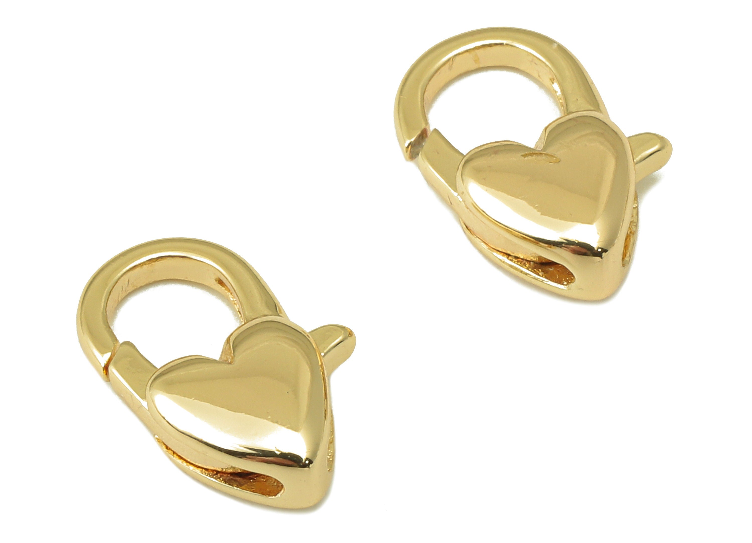 Brass Heart-Shaped Lobster Clasp-Brass Necklace Clasp-Chain Connector-18K Real Gold Plating-Jewelry Making-11.93 x 8.65 x 3.38mm- RGP6129 - DOMEDBAZAAR