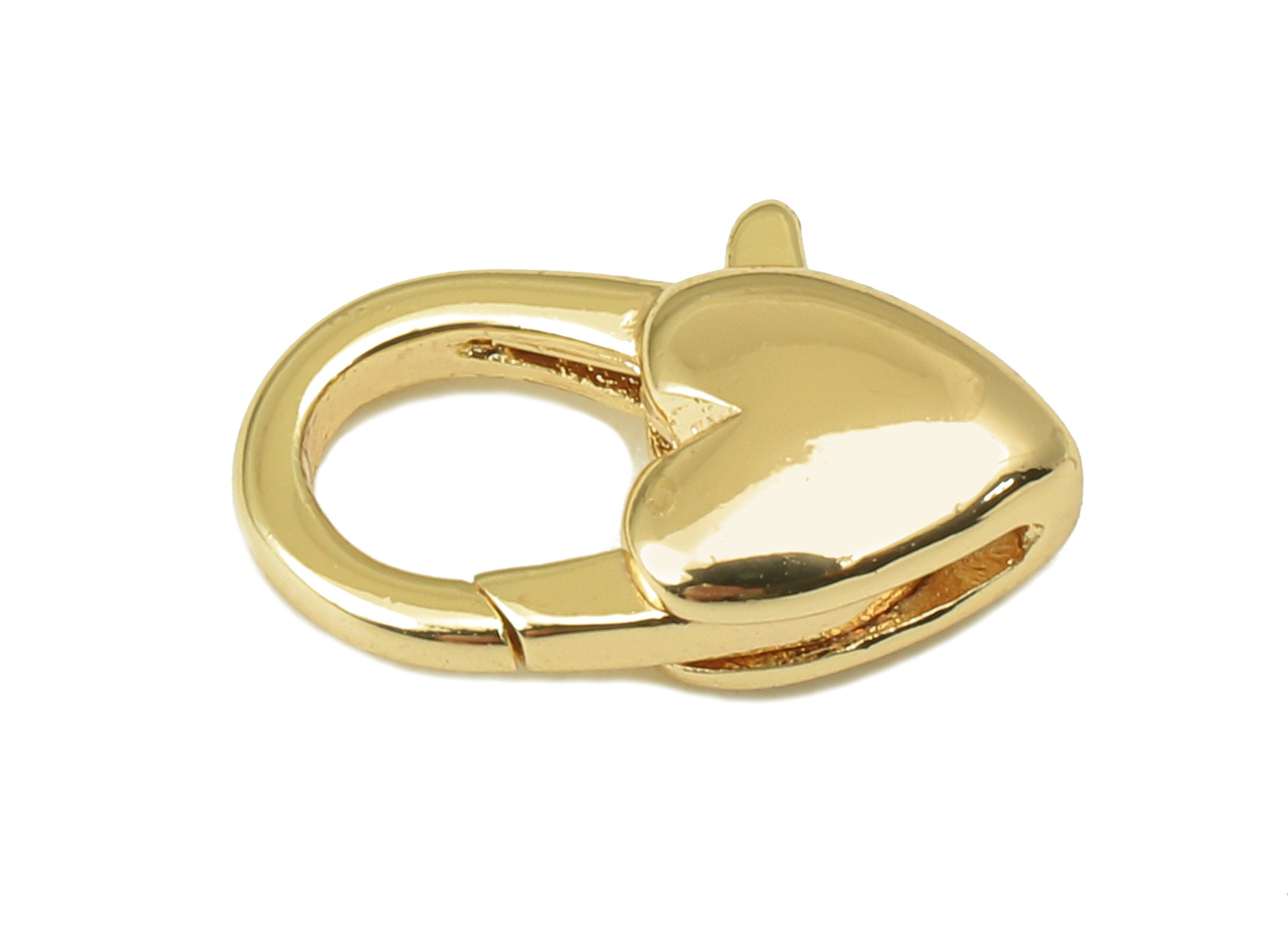 Brass Heart-Shaped Lobster Clasp-Brass Necklace Clasp-Chain Connector-18K Real Gold Plating-Jewelry Making-11.93 x 8.65 x 3.38mm- RGP6129 - DOMEDBAZAAR