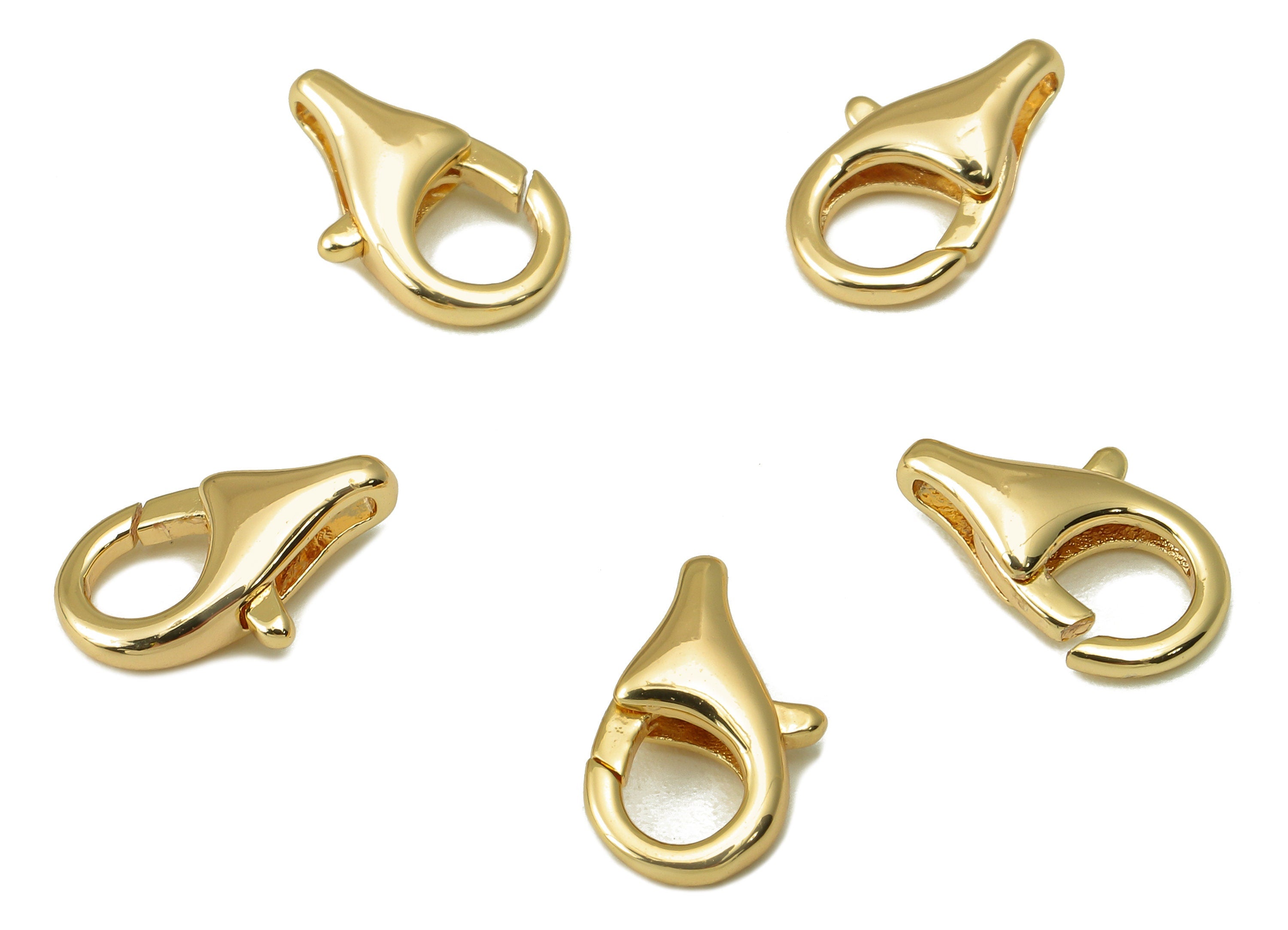 Brass Lobster Clasp- Brass Necklace Clasp-Chain Connector-18K Real Gold Plating-Jewelry Making-15.83 x 9.2 x 3.57mm- RGP6131 - DOMEDBAZAAR