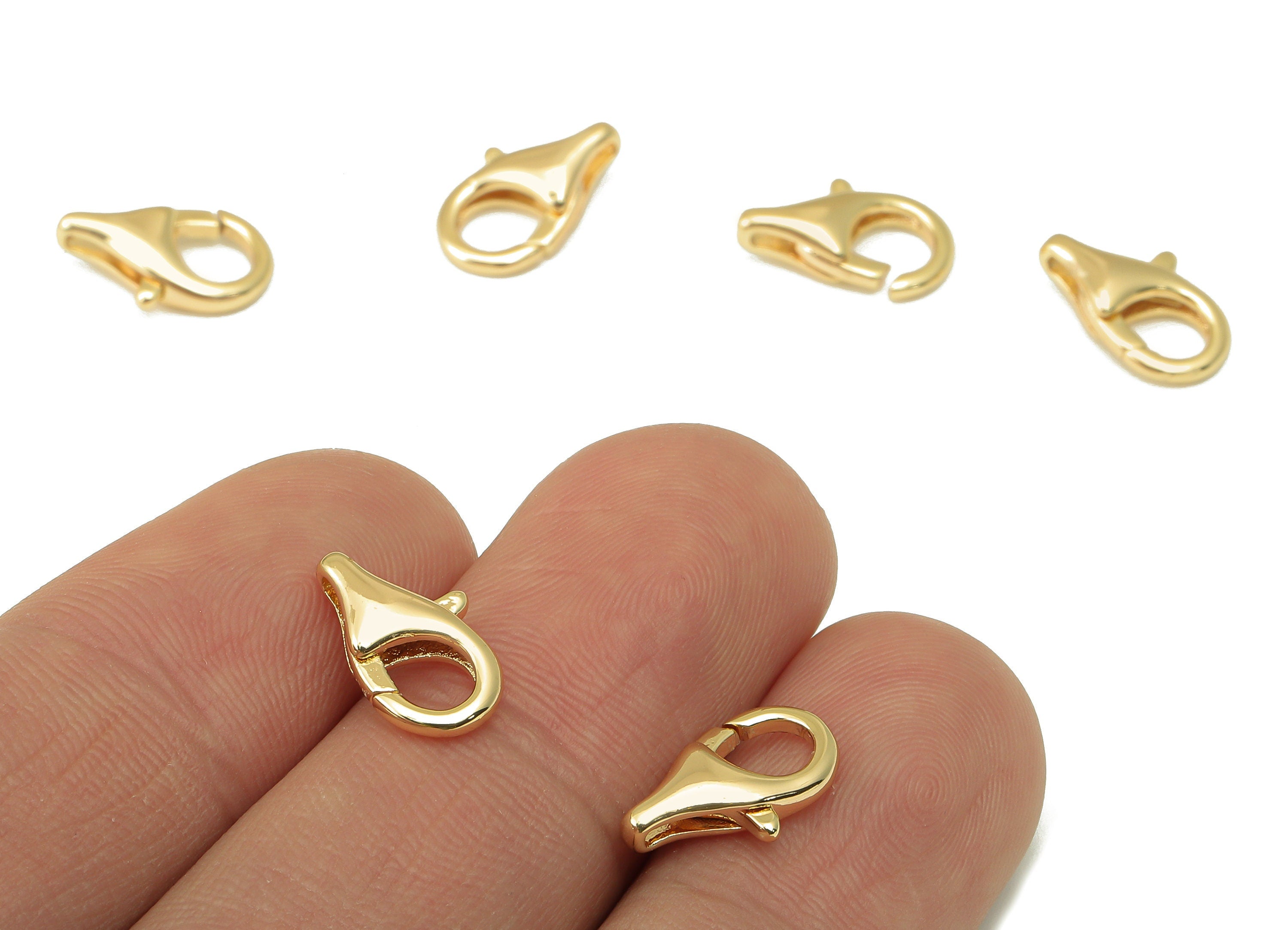 Brass Lobster Clasp- Brass Necklace Clasp-Chain Connector-18K Real Gold Plating-Jewelry Making-15.83 x 9.2 x 3.57mm- RGP6131 - DOMEDBAZAAR