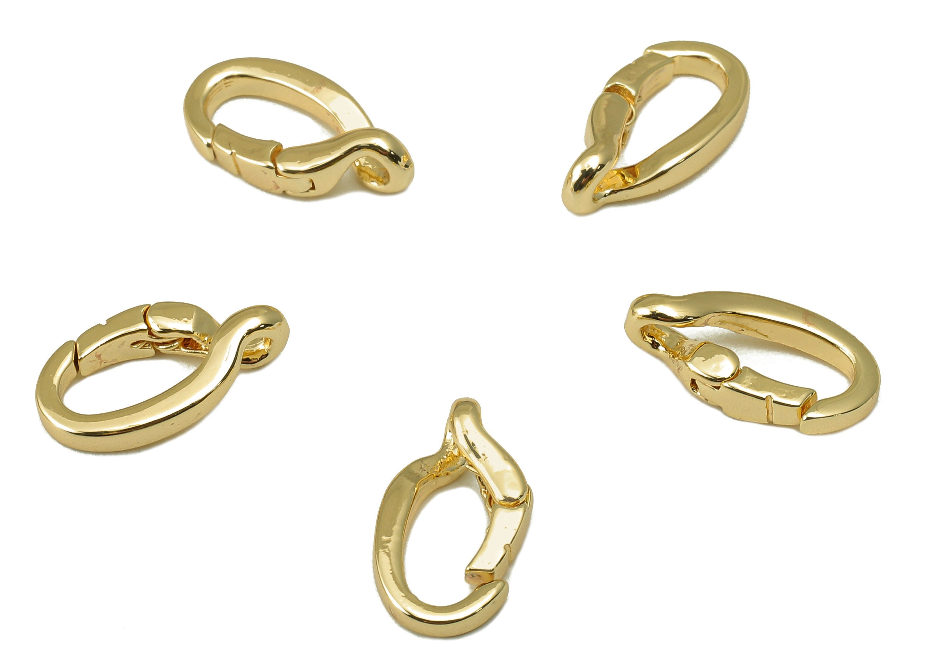 Brass Shaped Lobster Clasp-Brass Necklace Clasp-Chain Connector-18k real gold plated brass-13.13 x 7.05 x 1.84mm-RGP6142 - DOMEDBAZAAR