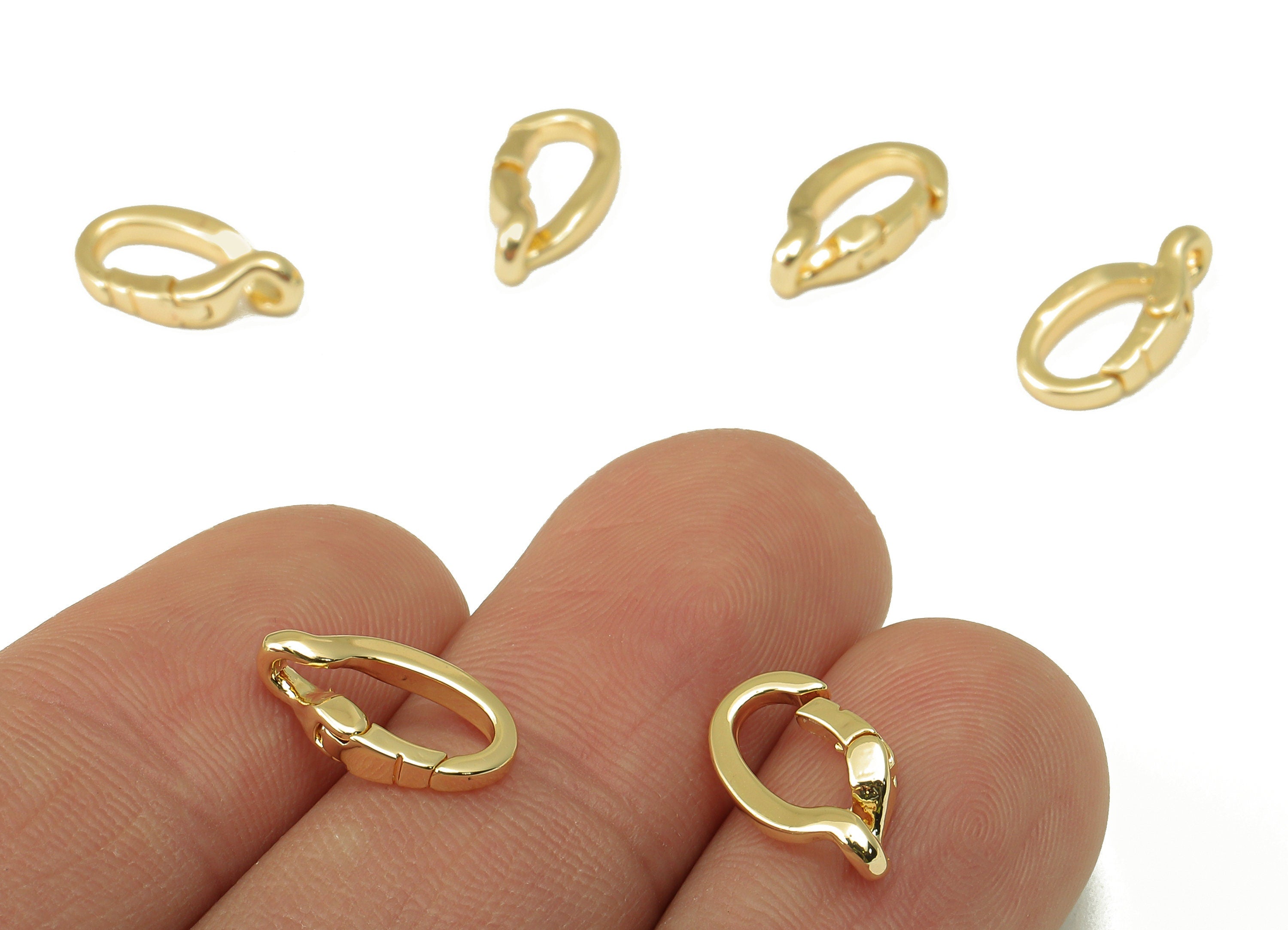 Brass Shaped Lobster Clasp-Brass Necklace Clasp-Chain Connector-18k real gold plated brass-13.13 x 7.05 x 1.84mm-RGP6142 - DOMEDBAZAAR