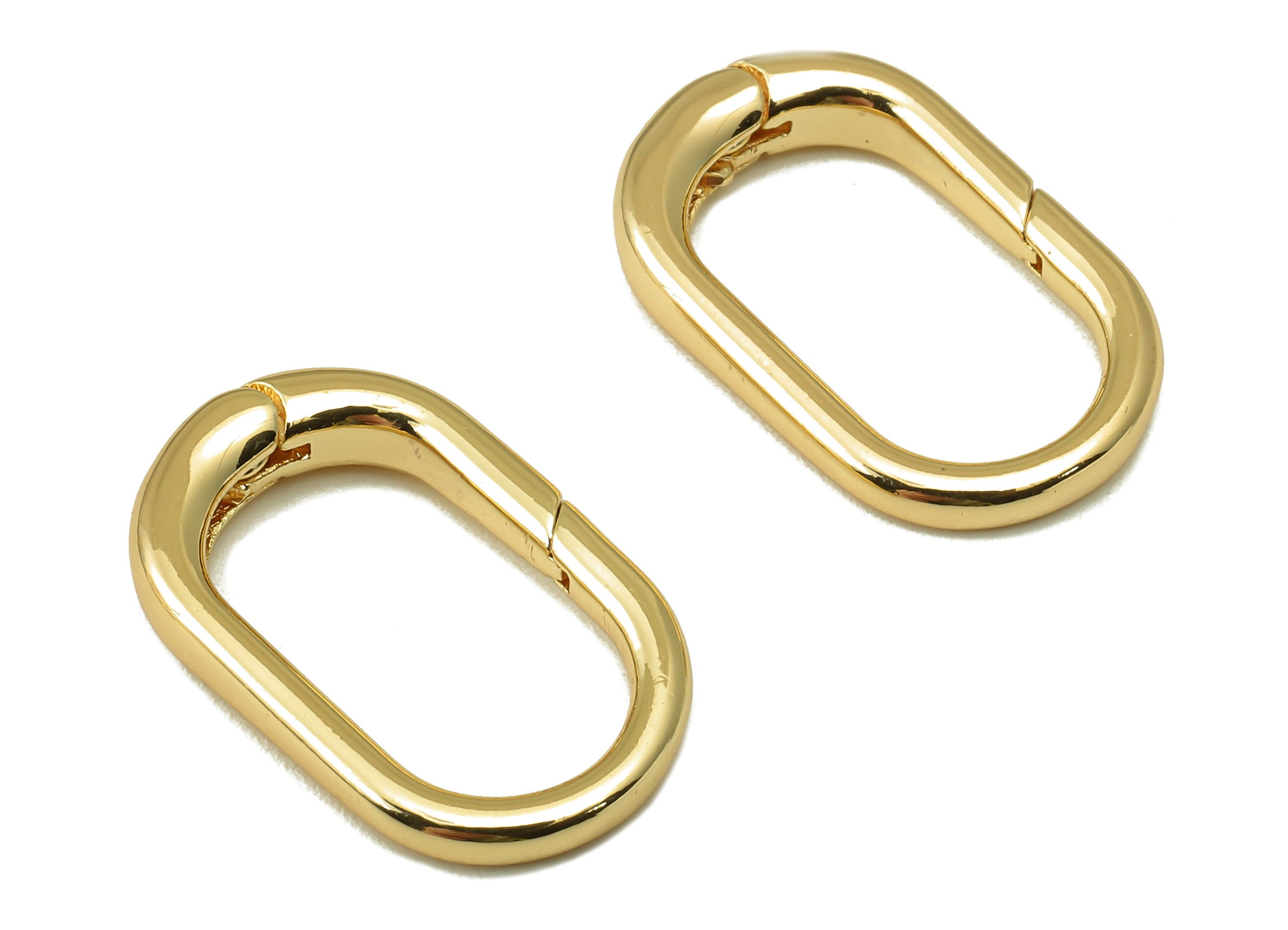 Brass Spring Clasp- Brass Ellipse Clasp Chain Connector - Connector Necklace-18K Real Gold Plating-Jewelry Making-20.03x11.67x3.03mm-RGP6159 - DOMEDBAZAAR