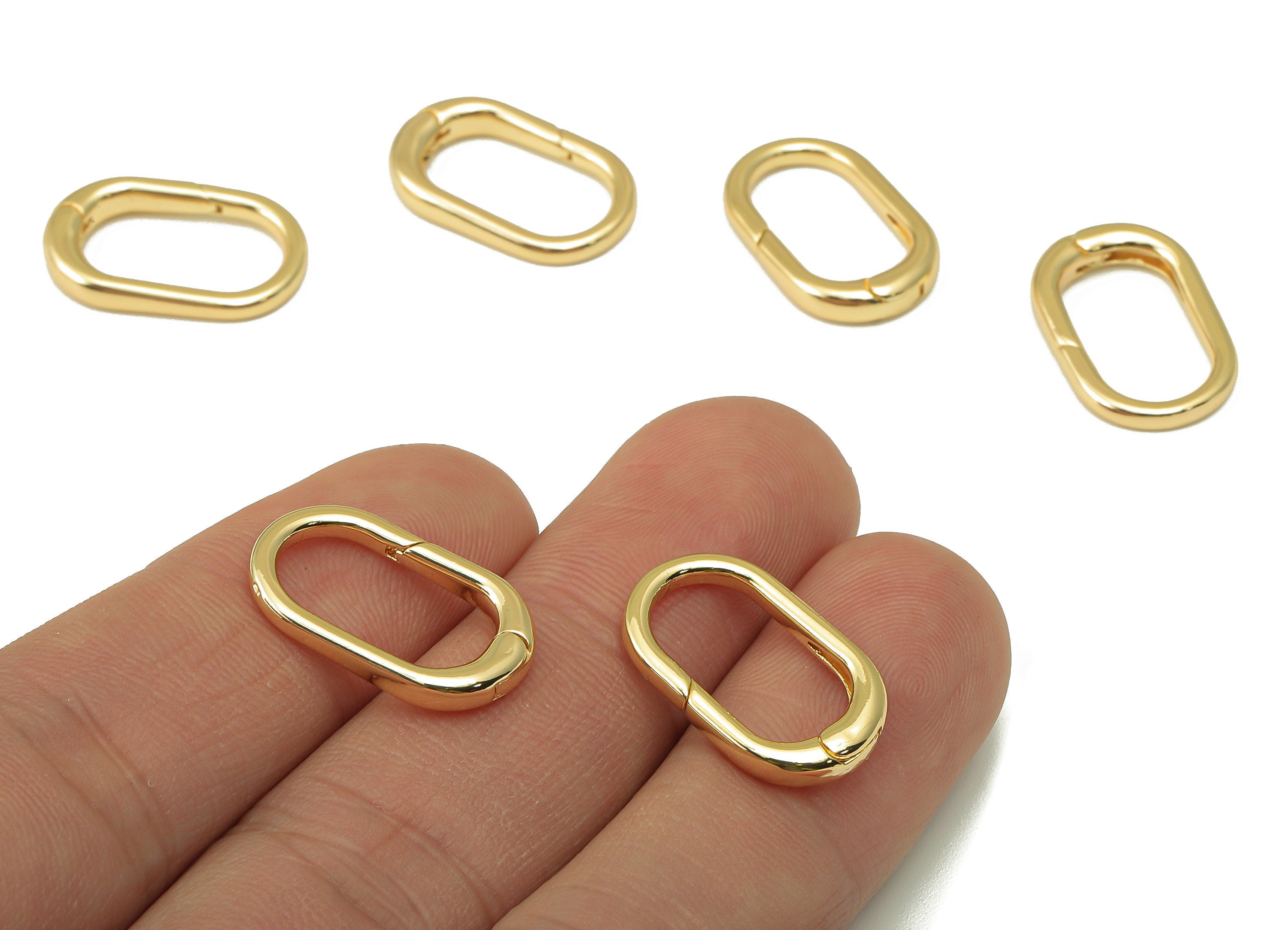 Brass Spring Clasp- Brass Ellipse Clasp Chain Connector - Connector Necklace-18K Real Gold Plating-Jewelry Making-20.03x11.67x3.03mm-RGP6159 - DOMEDBAZAAR