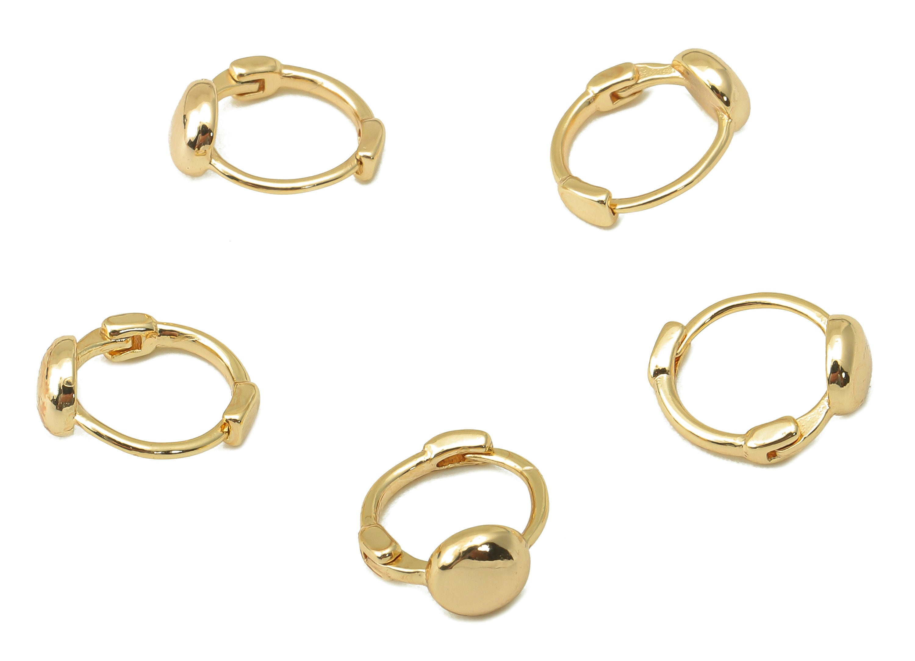 Brass Round Hoop Earring Huggie - Mini Circle Huggies - Small Hoop Earring - Huggie Hoop - 18K Real Gold Plating - 11.7x9.6x1.95mm- RGP6036 - DOMEDBAZAAR