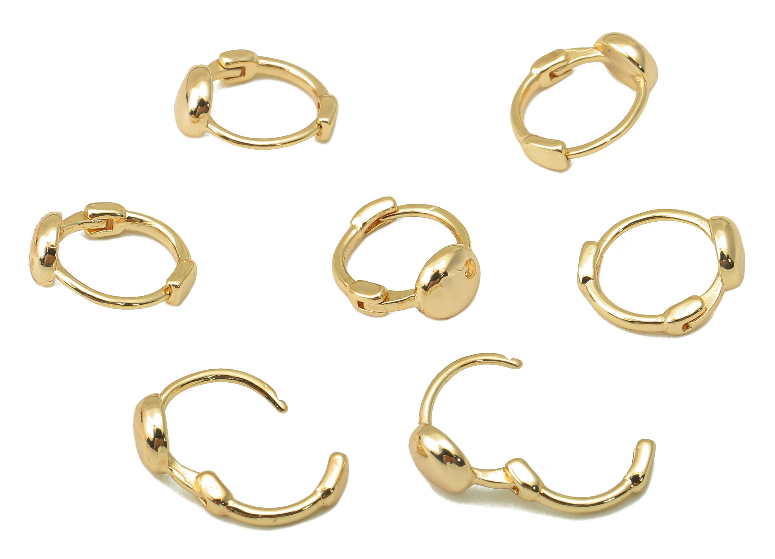 Brass Round Hoop Earring Huggie - Mini Circle Huggies - Small Hoop Earring - Huggie Hoop - 18K Real Gold Plating - 11.7x9.6x1.95mm- RGP6036 - DOMEDBAZAAR