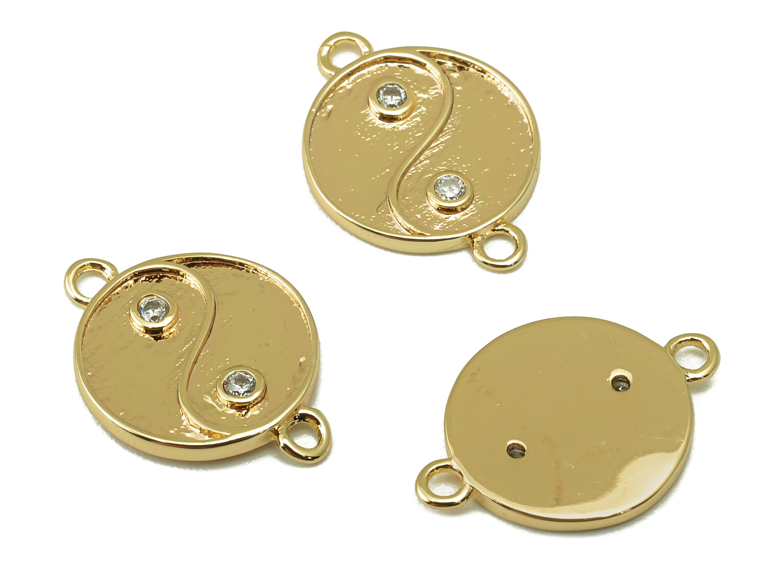 Brass Round Zircon Earring-Brass Zircon Pendant-Round Earring Charm-Necklace Connector-Jewelry Making Supplies-15.24x10.78x1.16mm-RGP6186 - DOMEDBAZAAR