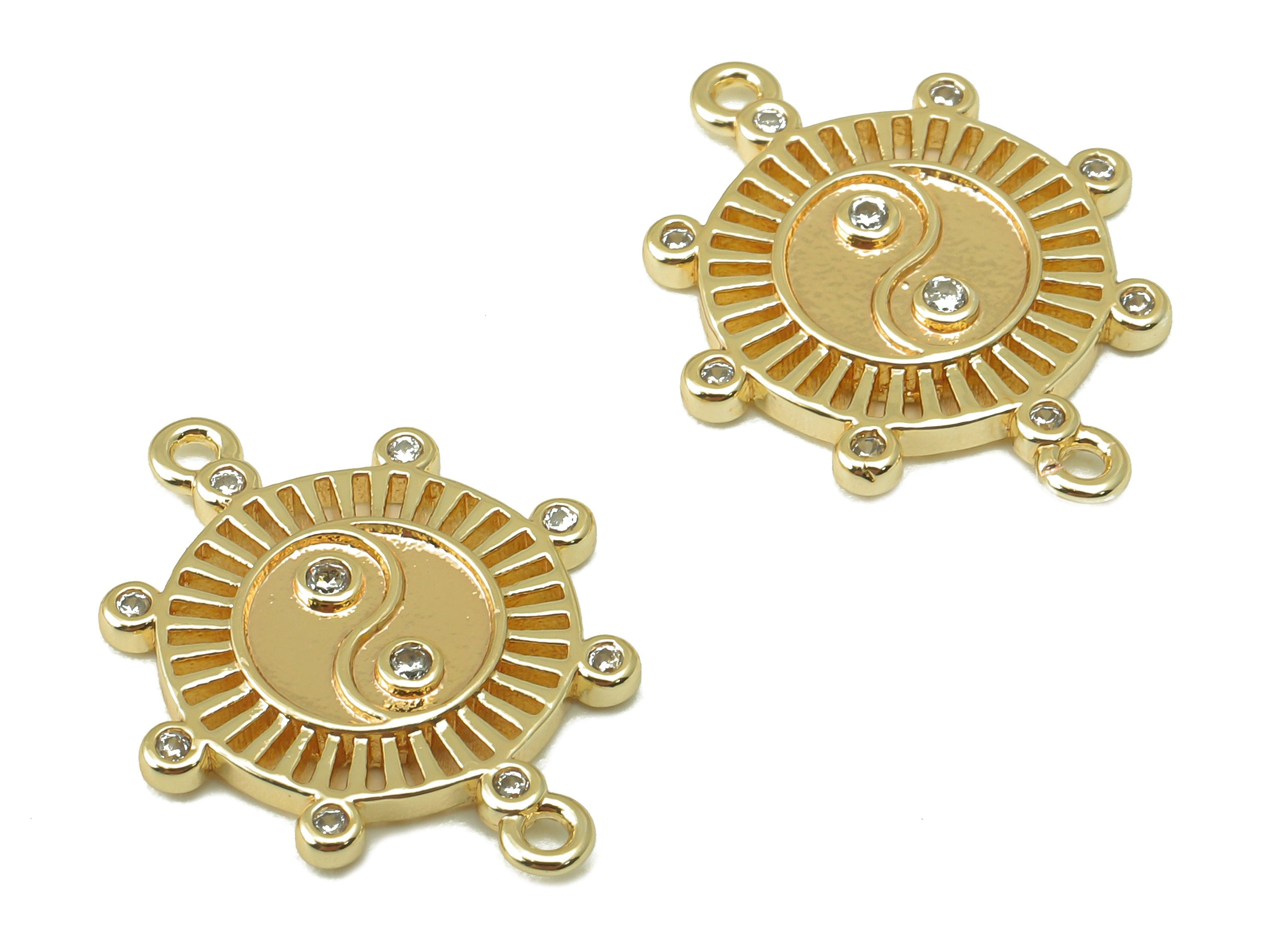 Brass Round Hollow Earring- Brass For Necklace -Zircon Earring -Octagon Earring Charm- Jewelry Making Supplies-19.43x 15.24x 2.01mm-RGP6189 - DOMEDBAZAAR