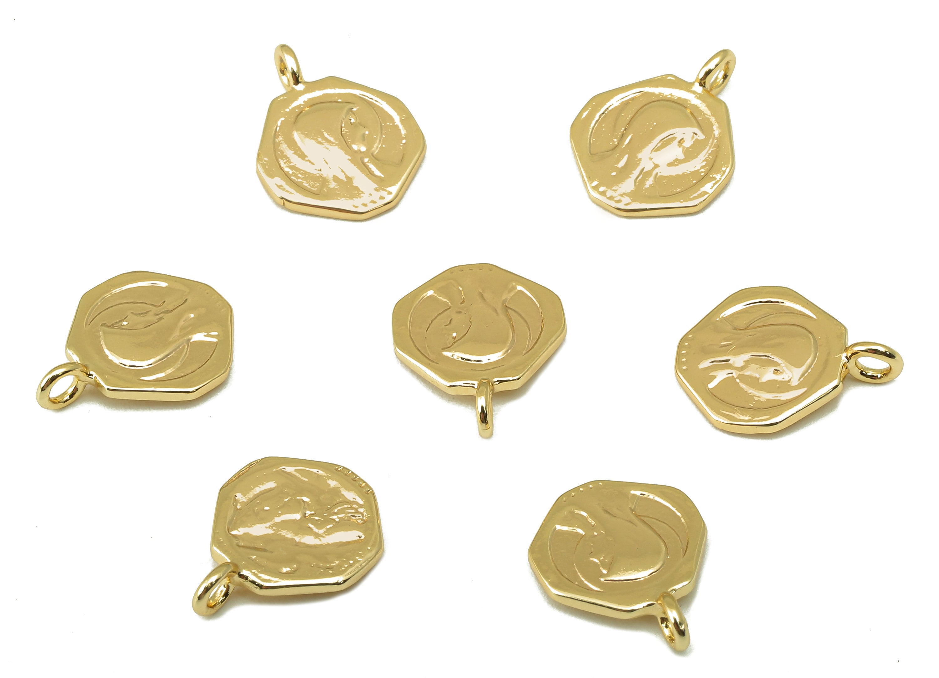 Brass Octagon Portrait pendant-Brass Octagon Necklace -Mini pendant  For Necklace -Jewelry Making Supplies-10.49x 10.91x 1.8mm-RGP6191 - DOMEDBAZAAR