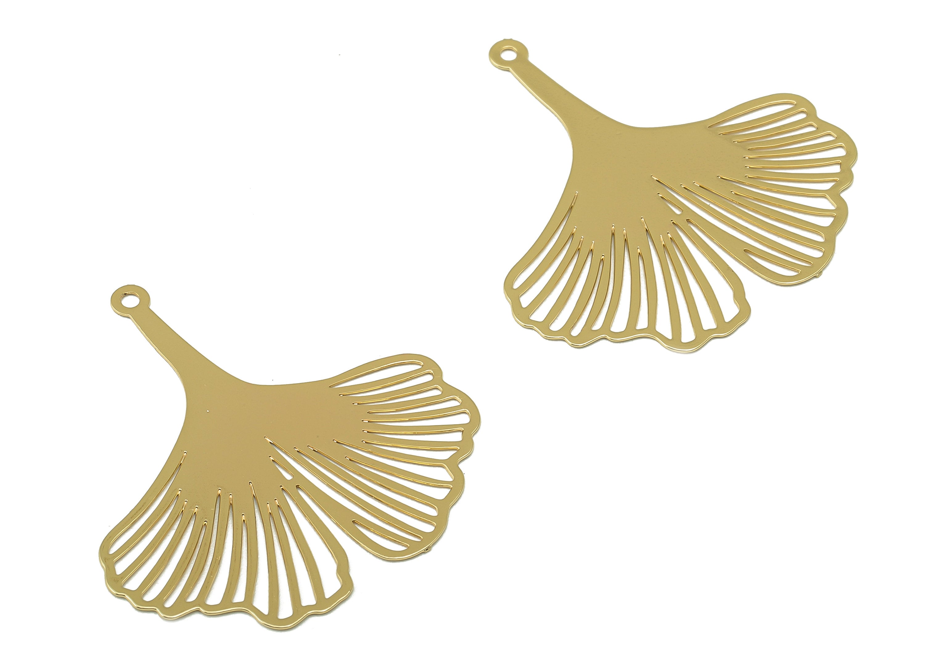 Brass Ginkgo Earrings- Brass Ginkgo Charm-Necklace Pendant-Ginkgo Necklace-Jewelry Supplies-32 x 30.18 x 0.33mm-RGP6200 - DOMEDBAZAAR