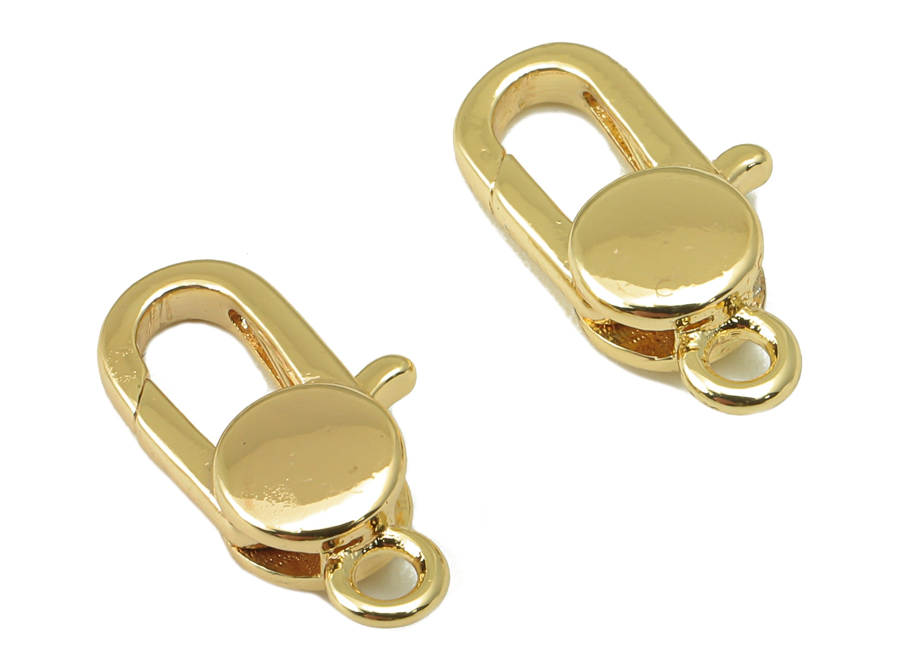 Brass Lobster Clasp - Brass Oval Drop Clasps - Lobster Clasps With Loop - 18K Real Gold Plating - Jewelry Making - 16.2 x 8.4x 4mm - RGP6125 - DOMEDBAZAAR