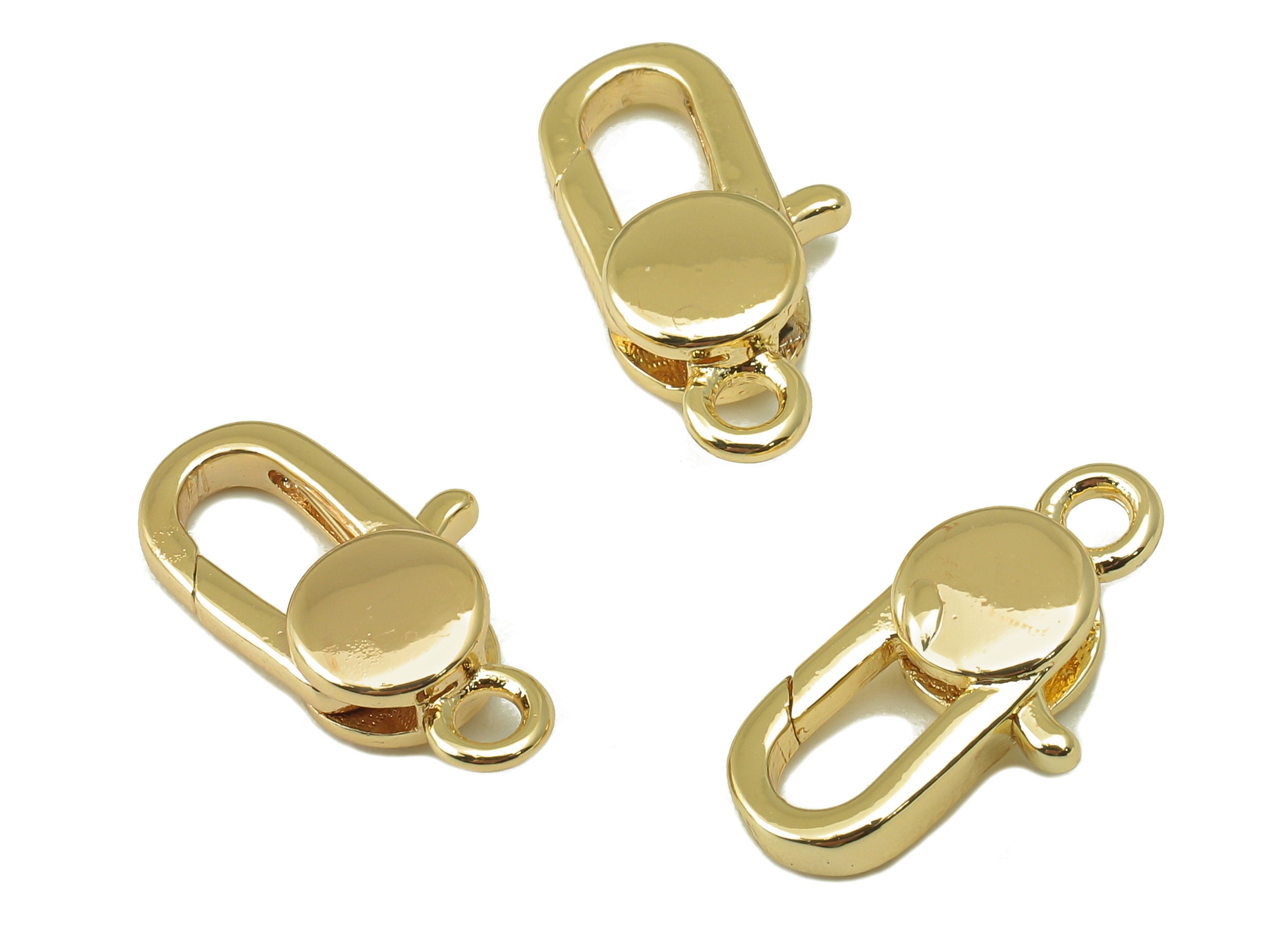 Brass Lobster Clasp - Brass Oval Drop Clasps - Lobster Clasps With Loop - 18K Real Gold Plating - Jewelry Making - 16.2 x 8.4x 4mm - RGP6125 - DOMEDBAZAAR