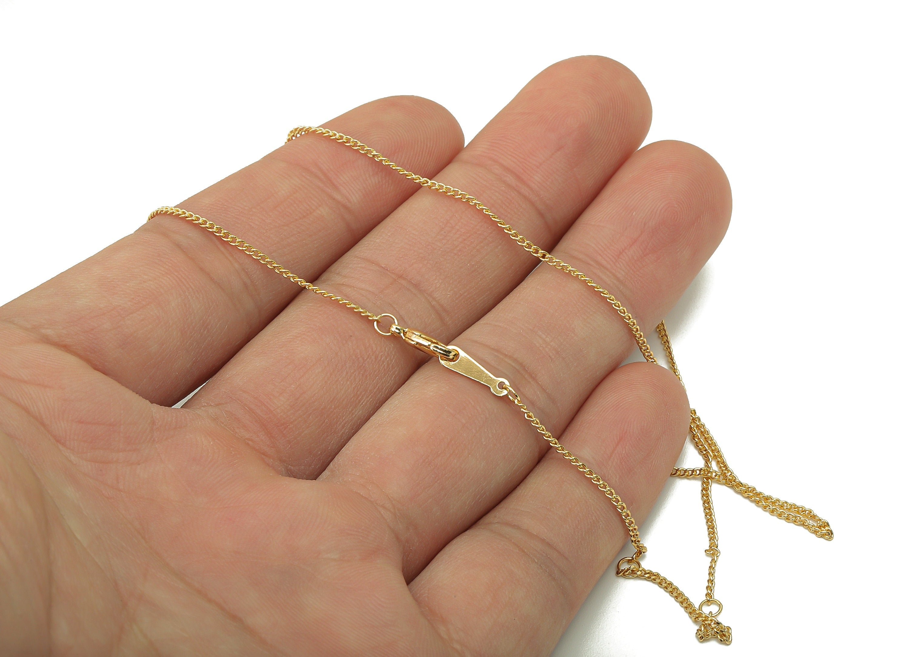50cm Finished Chain - Mini Curb Chain -  Brass Curb Chain -For Necklace - 18K Real Gold Plating - 9.7 x 5.72 x 2.38mm-RGP6178 - DOMEDBAZAAR