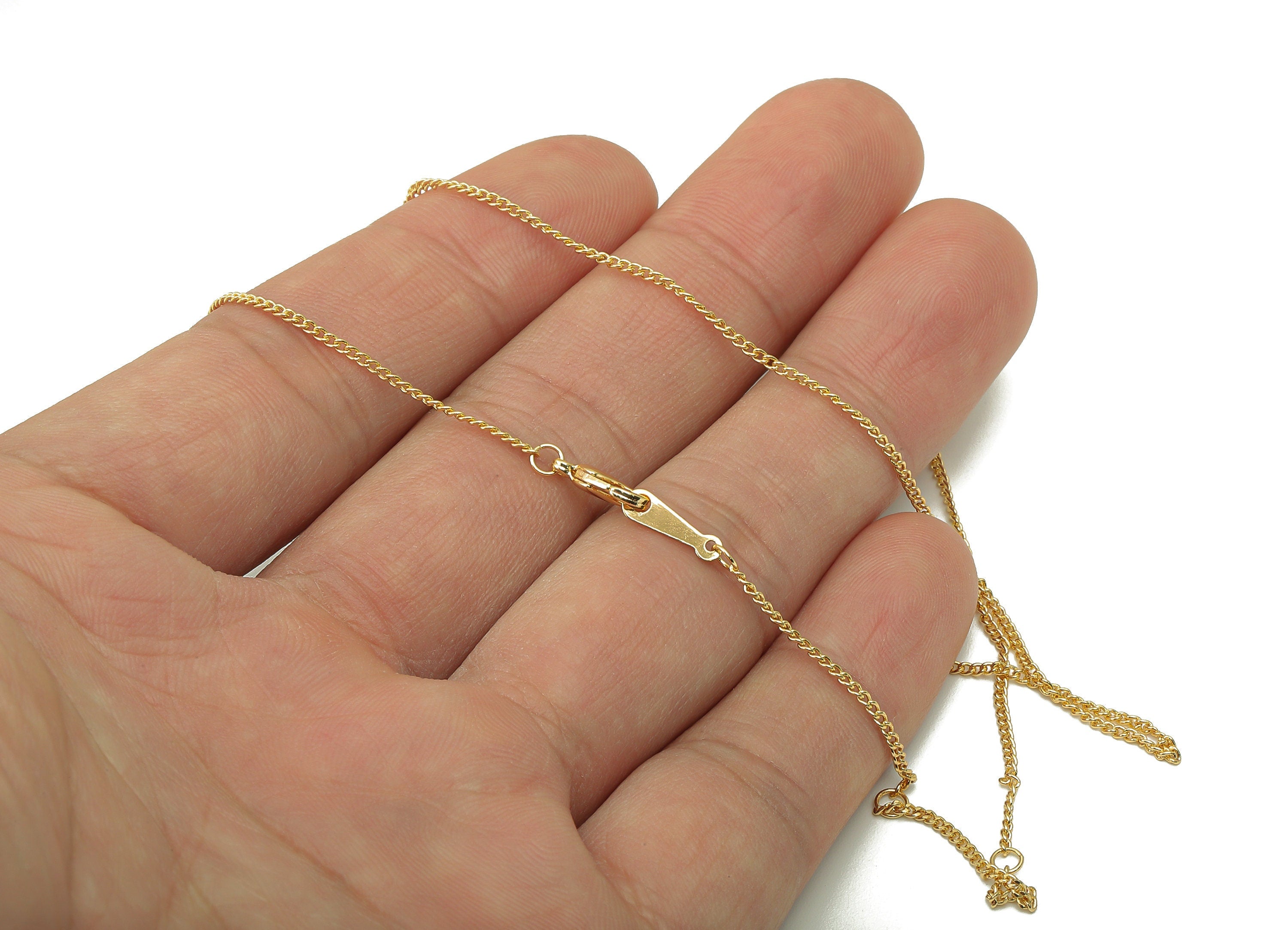 50cm Finished Chain - Mini Curb Chain -  Iron Curb Chain -For Necklace - 18K Real Gold Plating - 1.3*0.8mm-RGP6178I - DOMEDBAZAAR