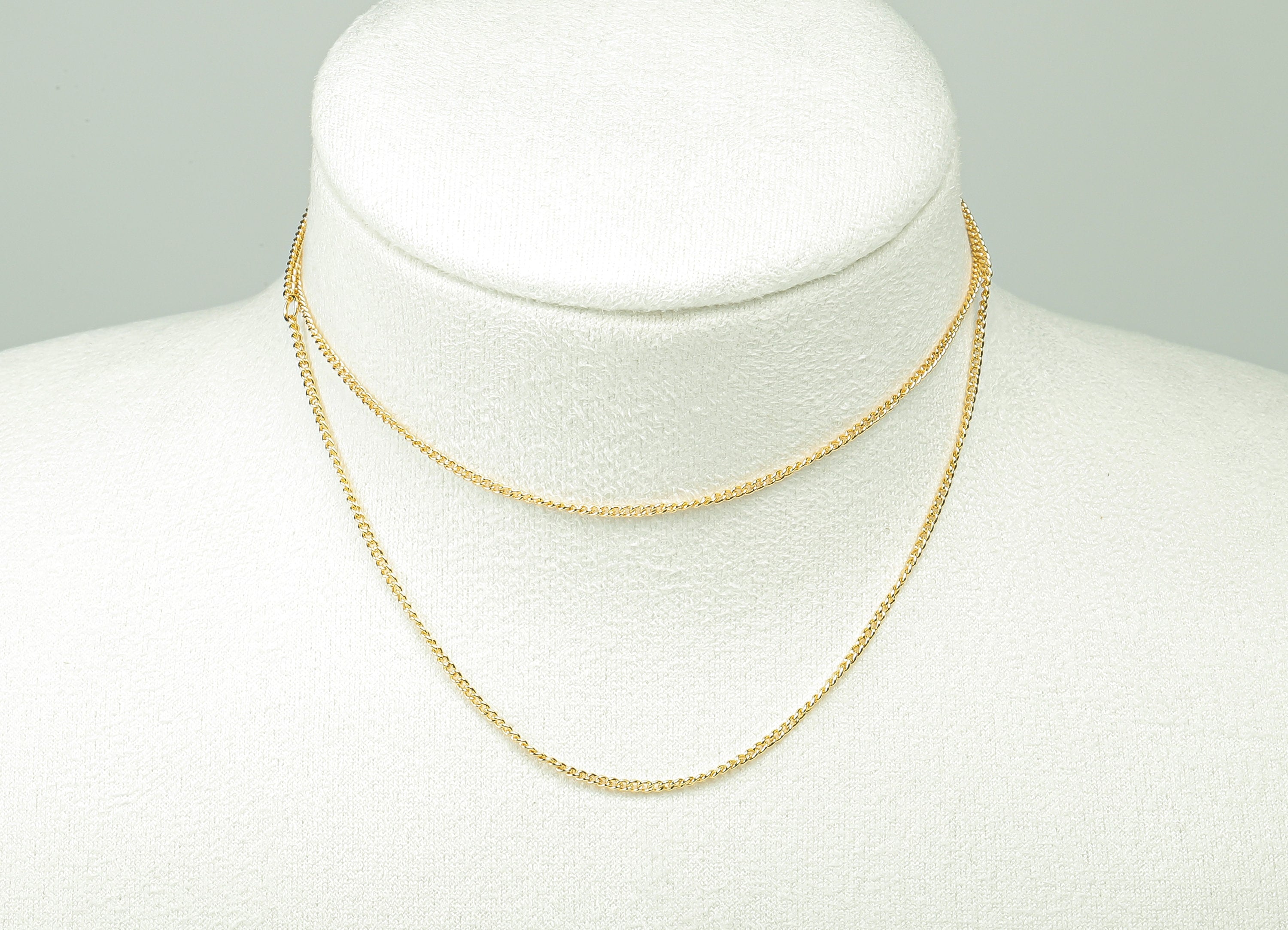 50cm Finished Chain - Mini Curb Chain -  Brass Curb Chain -For Necklace - 18K Real Gold Plating - 9.7 x 5.72 x 2.38mm-RGP6178 - DOMEDBAZAAR