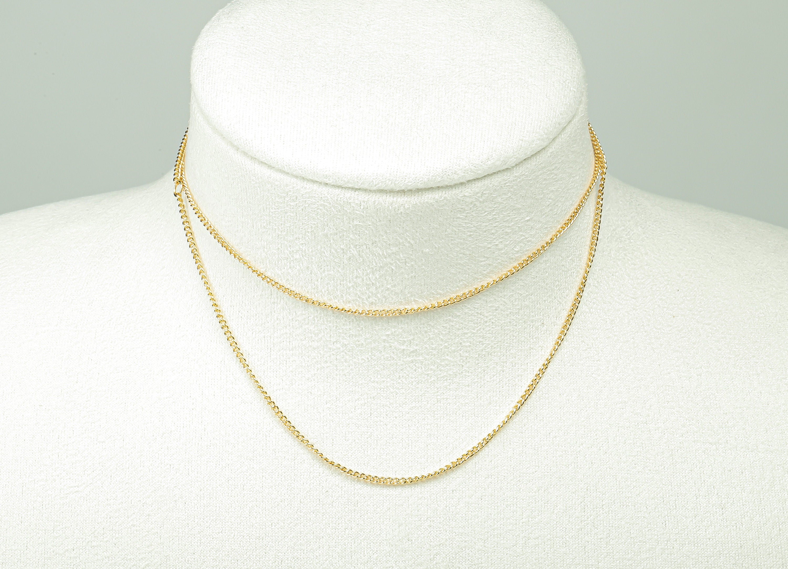 50cm Finished Chain - Mini Curb Chain -  Iron Curb Chain -For Necklace - 18K Real Gold Plating - 1.3*0.8mm-RGP6178I - DOMEDBAZAAR