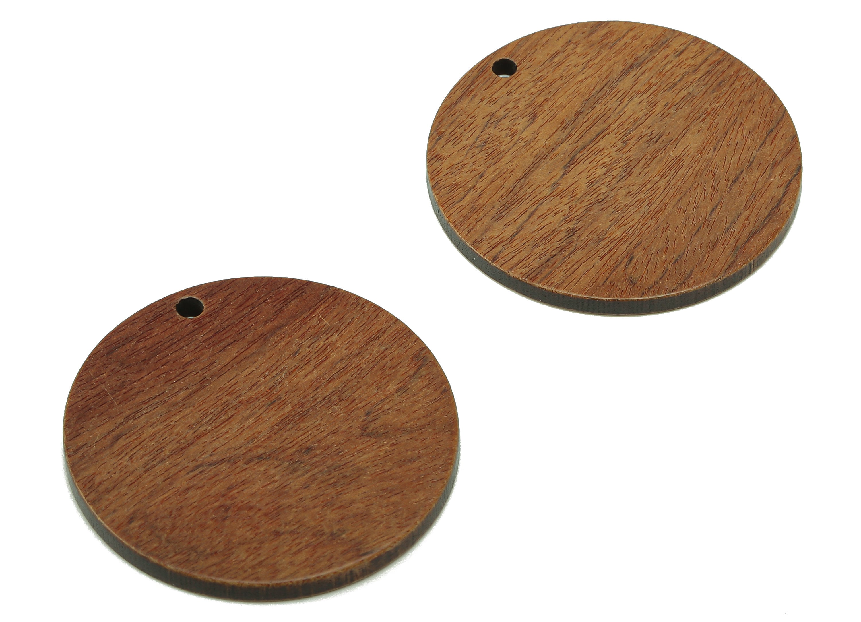 Natural Wooden Round Earring Charms - Circle Pendant - Walnut Wood Earring Charms - DIY Jewelry Making Supplies - 34.5x 34.5x 2.4mm - BB1308 - DOMEDBAZAAR