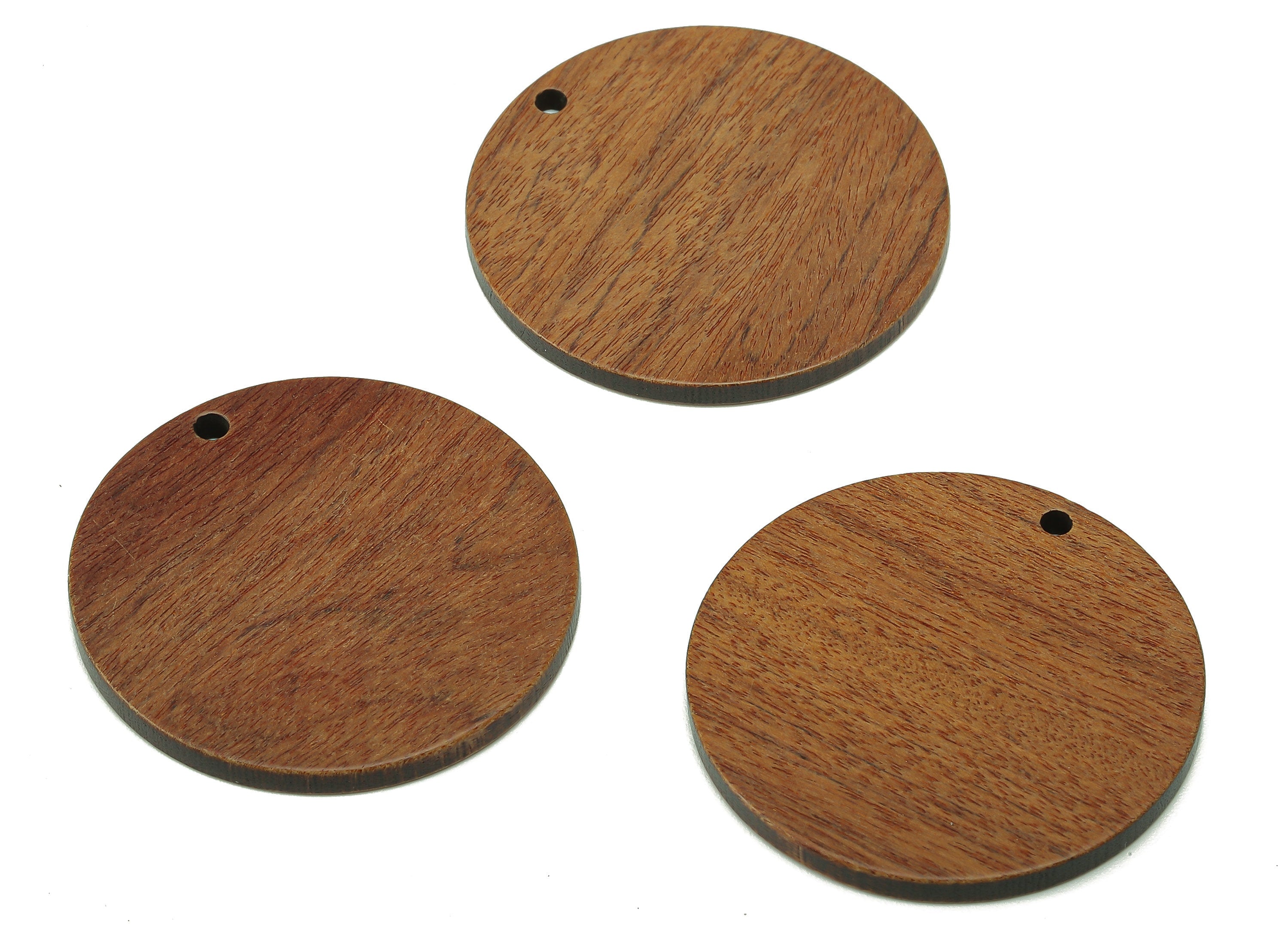 Natural Wooden Round Earring Charms - Circle Pendant - Walnut Wood Earring Charms - DIY Jewelry Making Supplies - 34.5x 34.5x 2.4mm - BB1308 - DOMEDBAZAAR